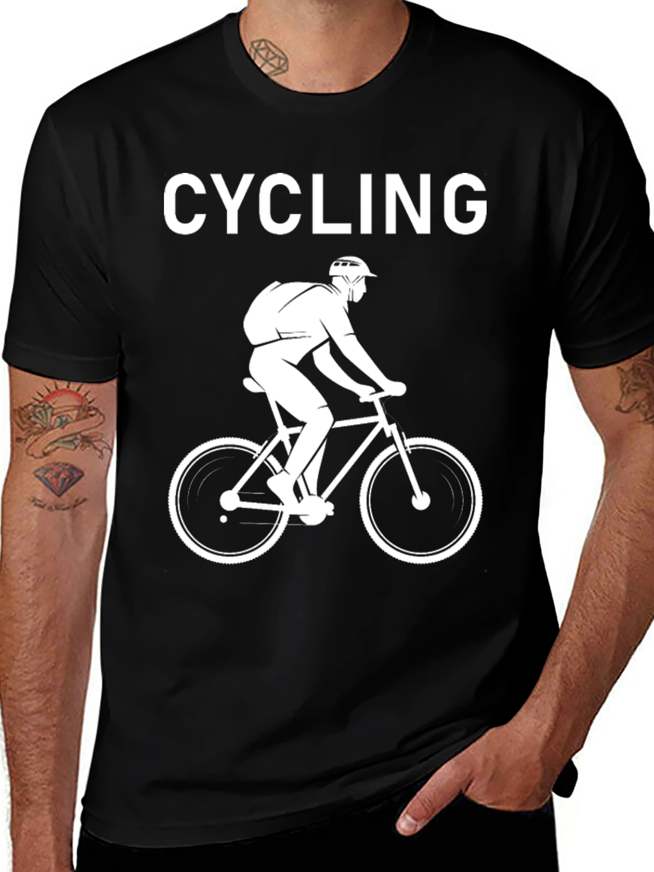 Variant 23 of Cycling Graphic Tee - Black Cotton Bicycle Shirt