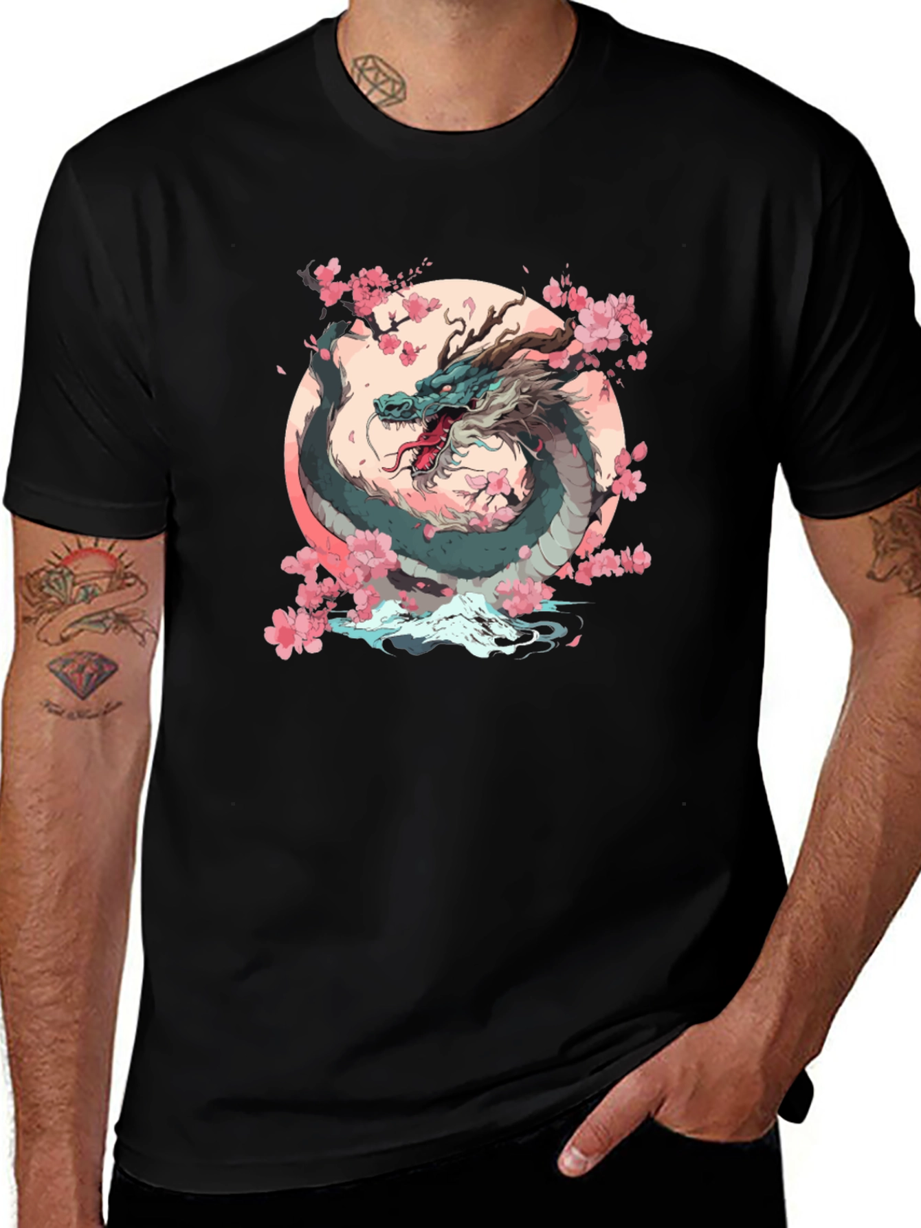 Variant 15 of Dragon & Cherry Blossom Graphic Tee