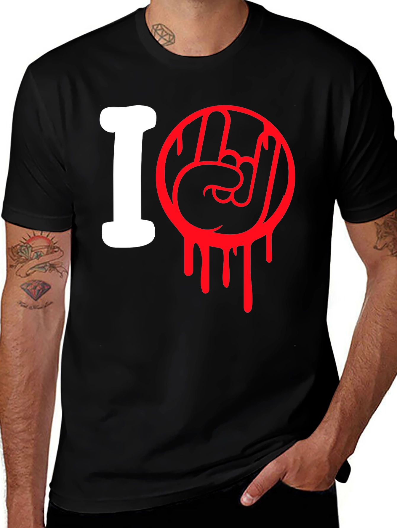 Variant 3 of I Heart Rock Hand Sign T-Shirt