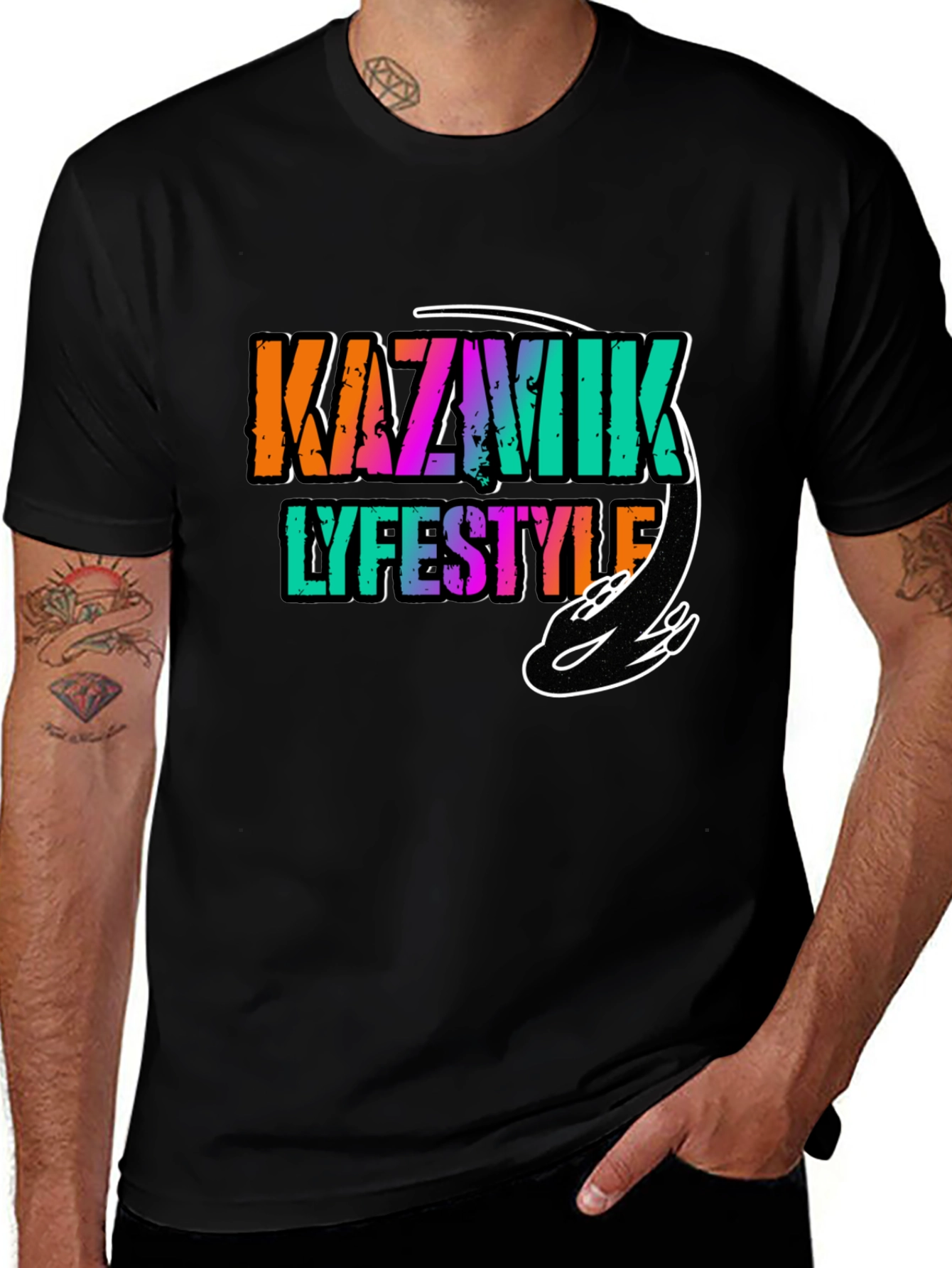Kazavik Lifestyle Graphic Tee - Stylish Black T-Shirt