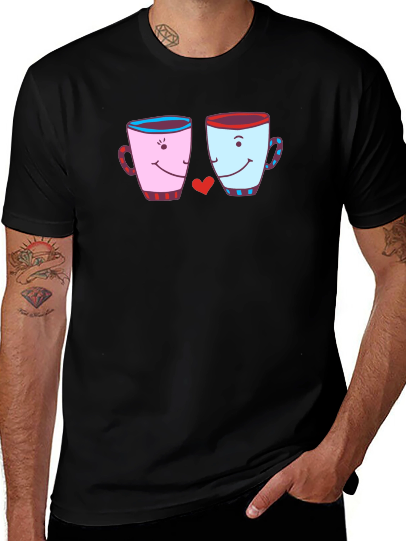 Cute Coffee Mugs Love Graphic T-Shirt
