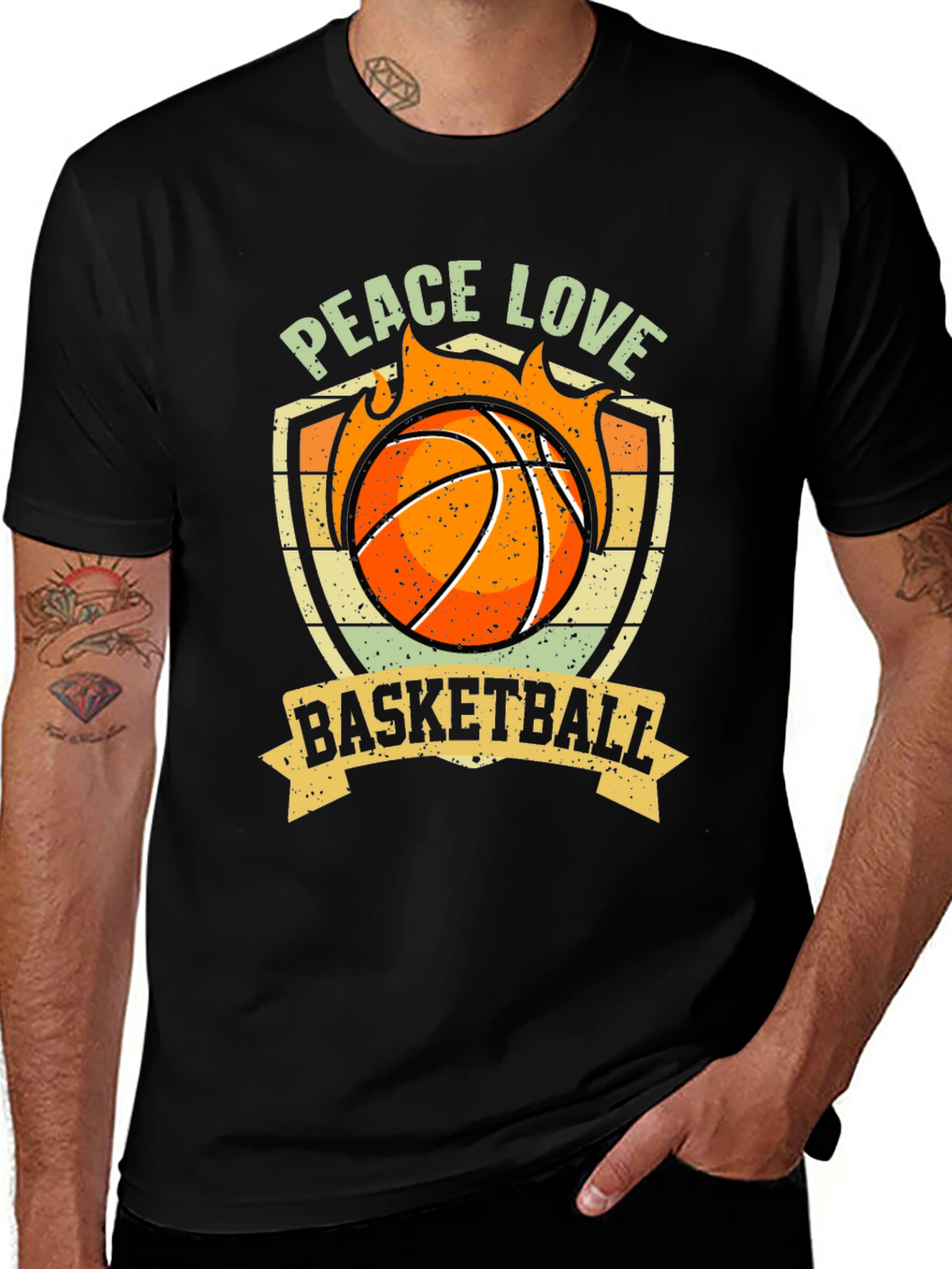 Variant 12 of Peace Love Basketball Graphic T-Shirt