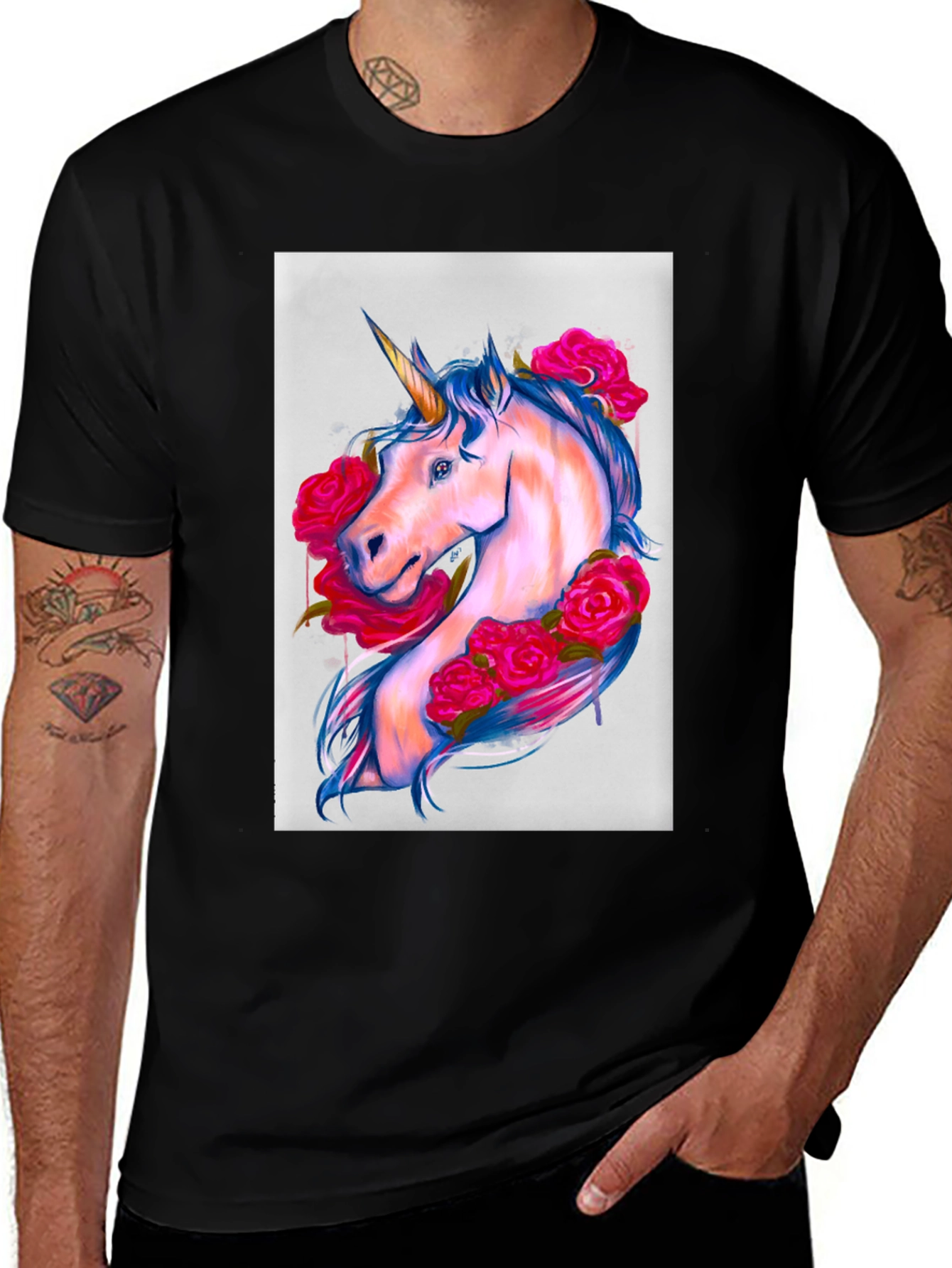 Variant 19 of Unicorn Floral Graphic Tee - Trendy Print