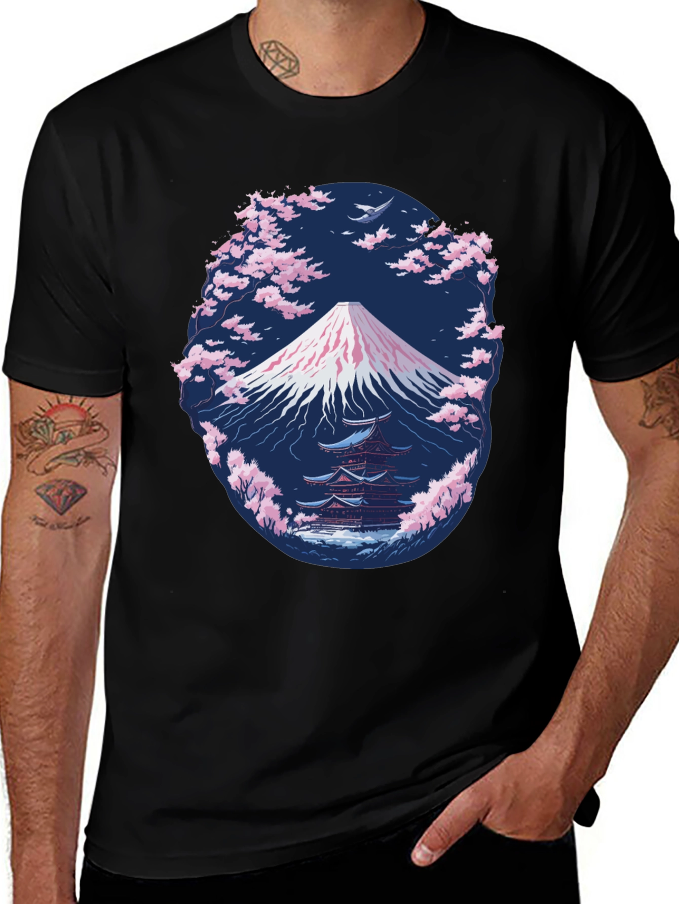 Mount Fuji Cherry Blossom Graphic Tee