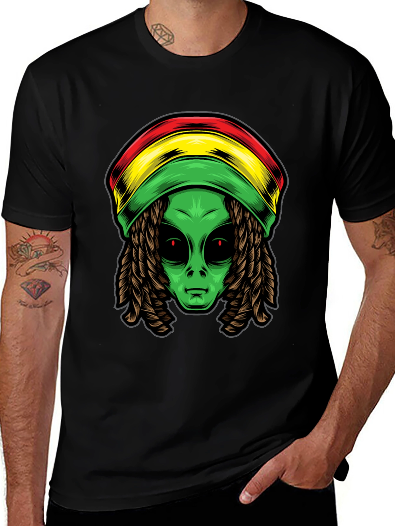 Variant 8 of Rasta Alien T-Shirt - Cool Graphic Tee