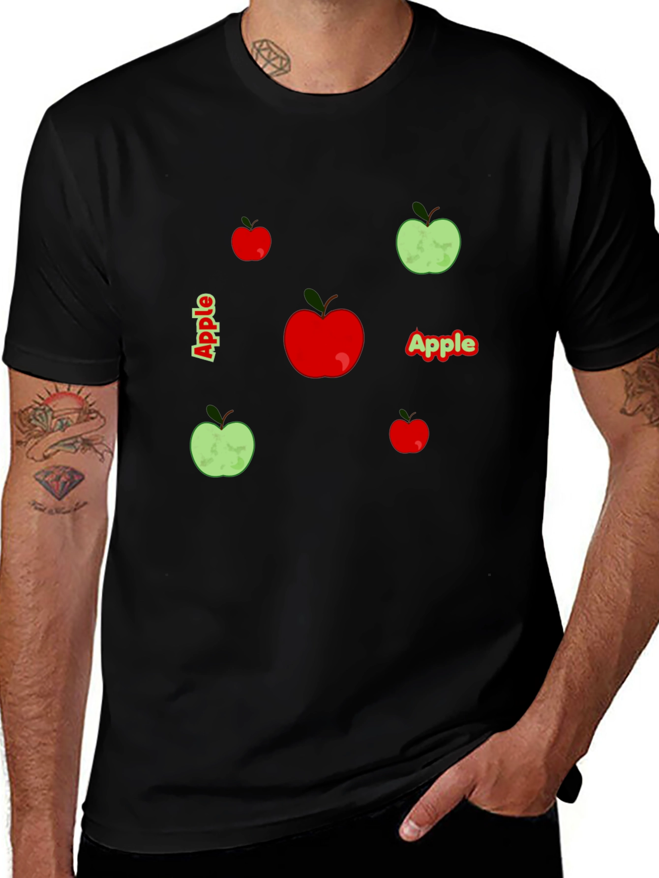 Variant 7 of Apple Graphic Print Black T-Shirt