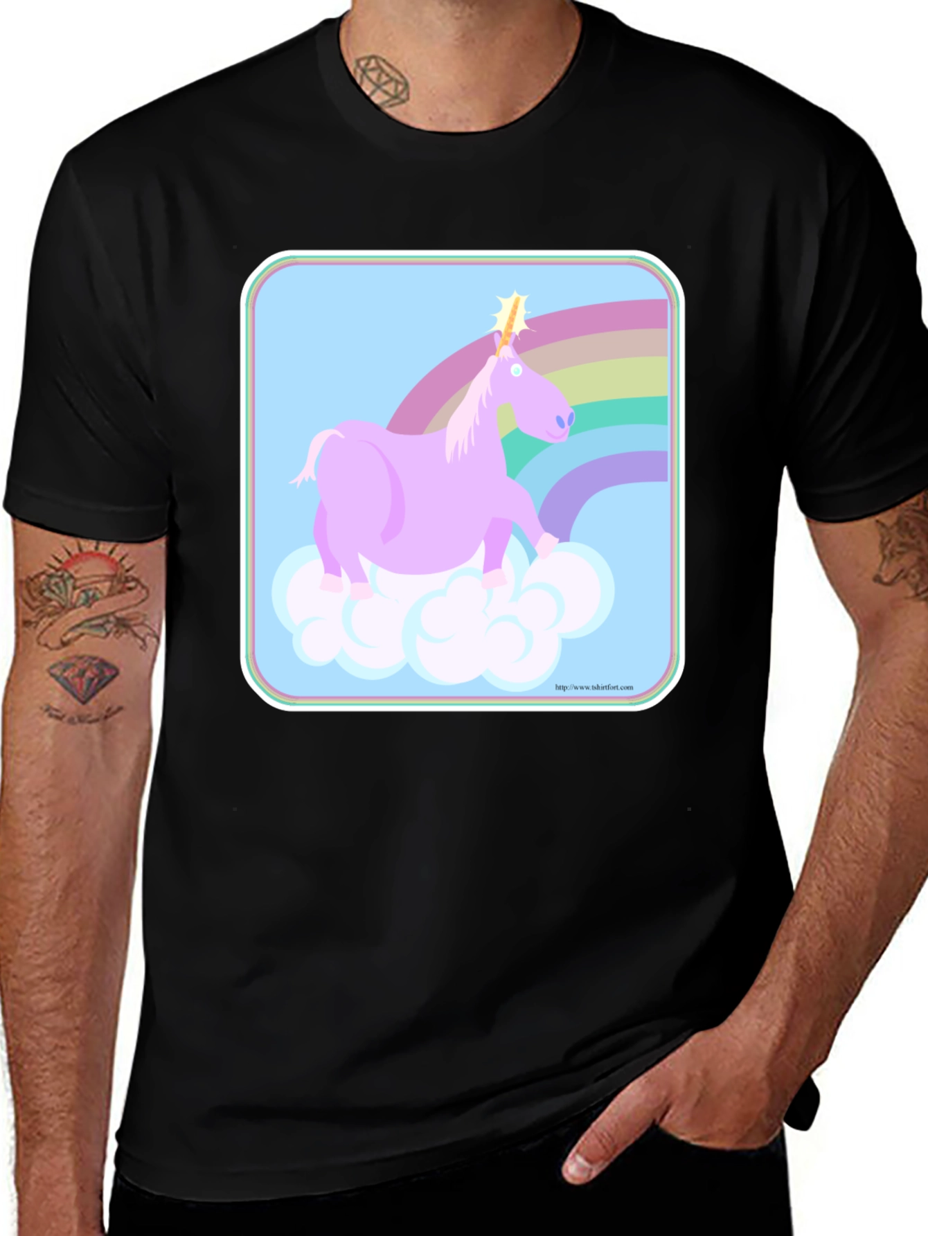 Variant 29 of Unicorn Rainbow Graphic Tee - Black Cotton Comfort