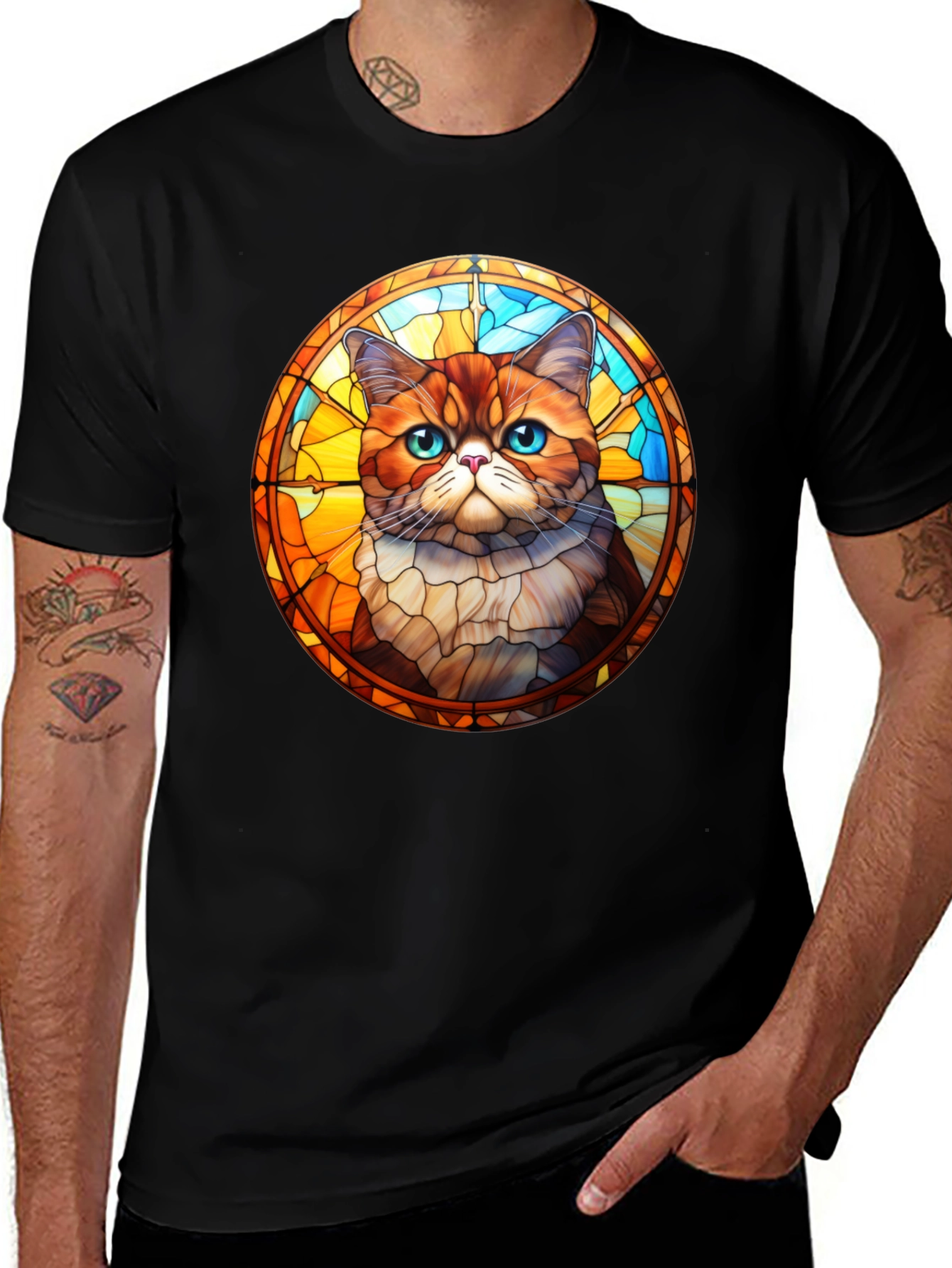 Variant 28 of Stained Glass Cat T-Shirt