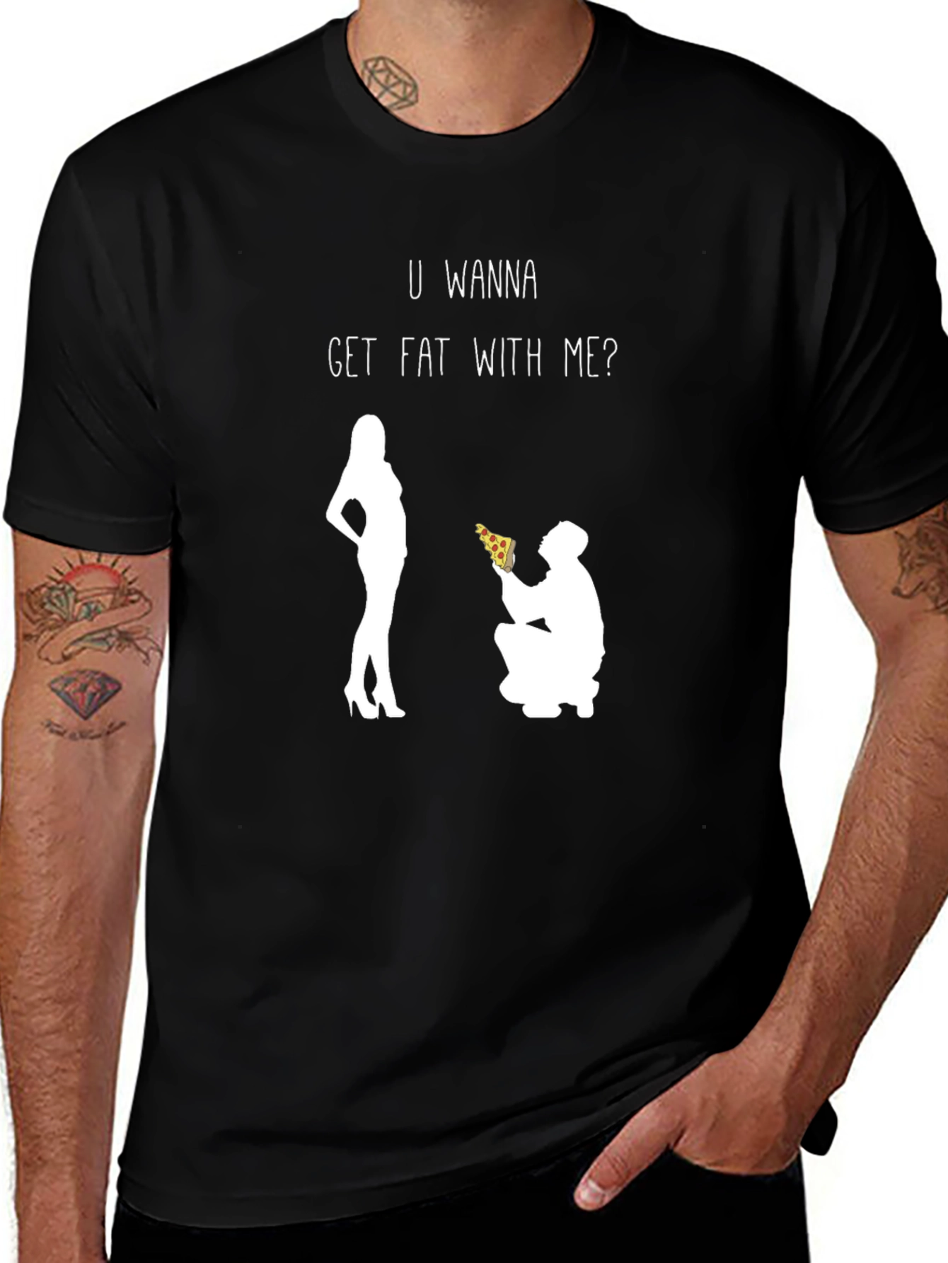 Variant 13 of Funny Pizza Proposal T-Shirt - Get Fat With Me