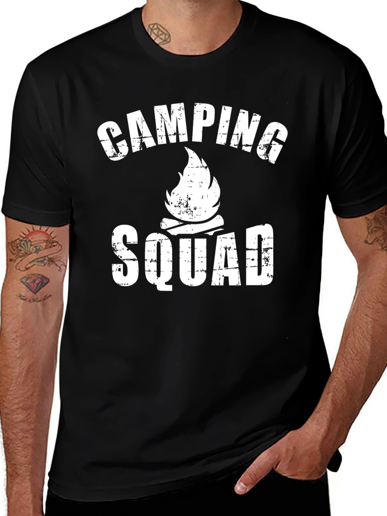 Variant 2 of Camping Squad Graphic Tee - Black Cotton