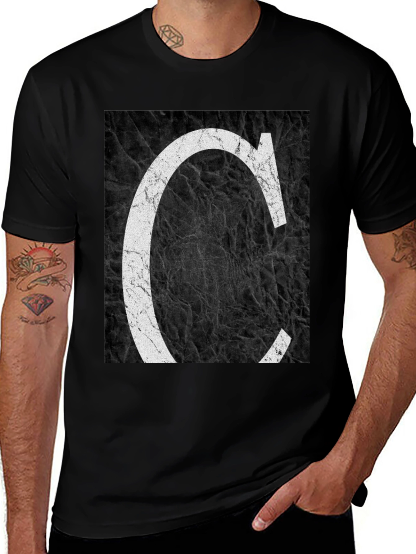 Variant 29 of Letter C Graphic Tee - Distressed Print
