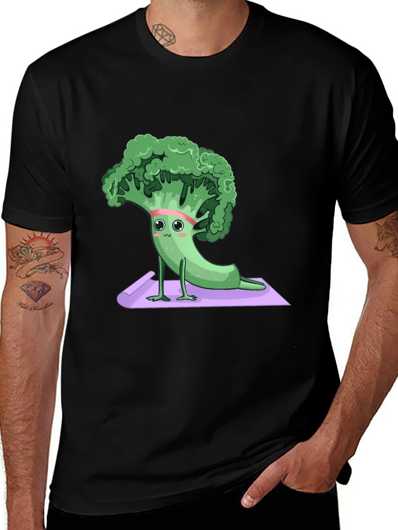 Variant 8 of Yoga Broccoli Graphic Tee - Relax & Recharge