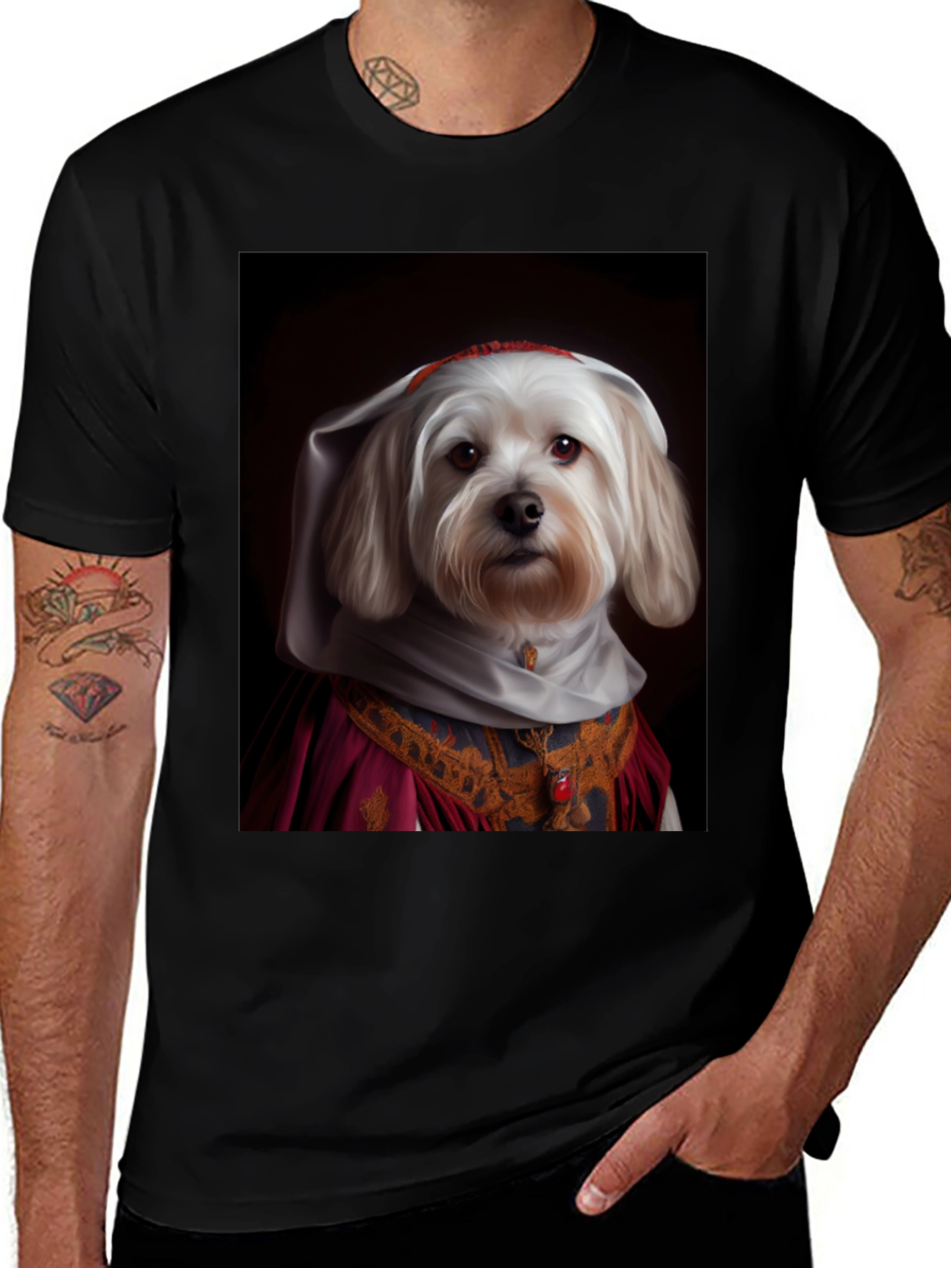 Variant 13 of Dog in Regal Attire Black T-Shirt
