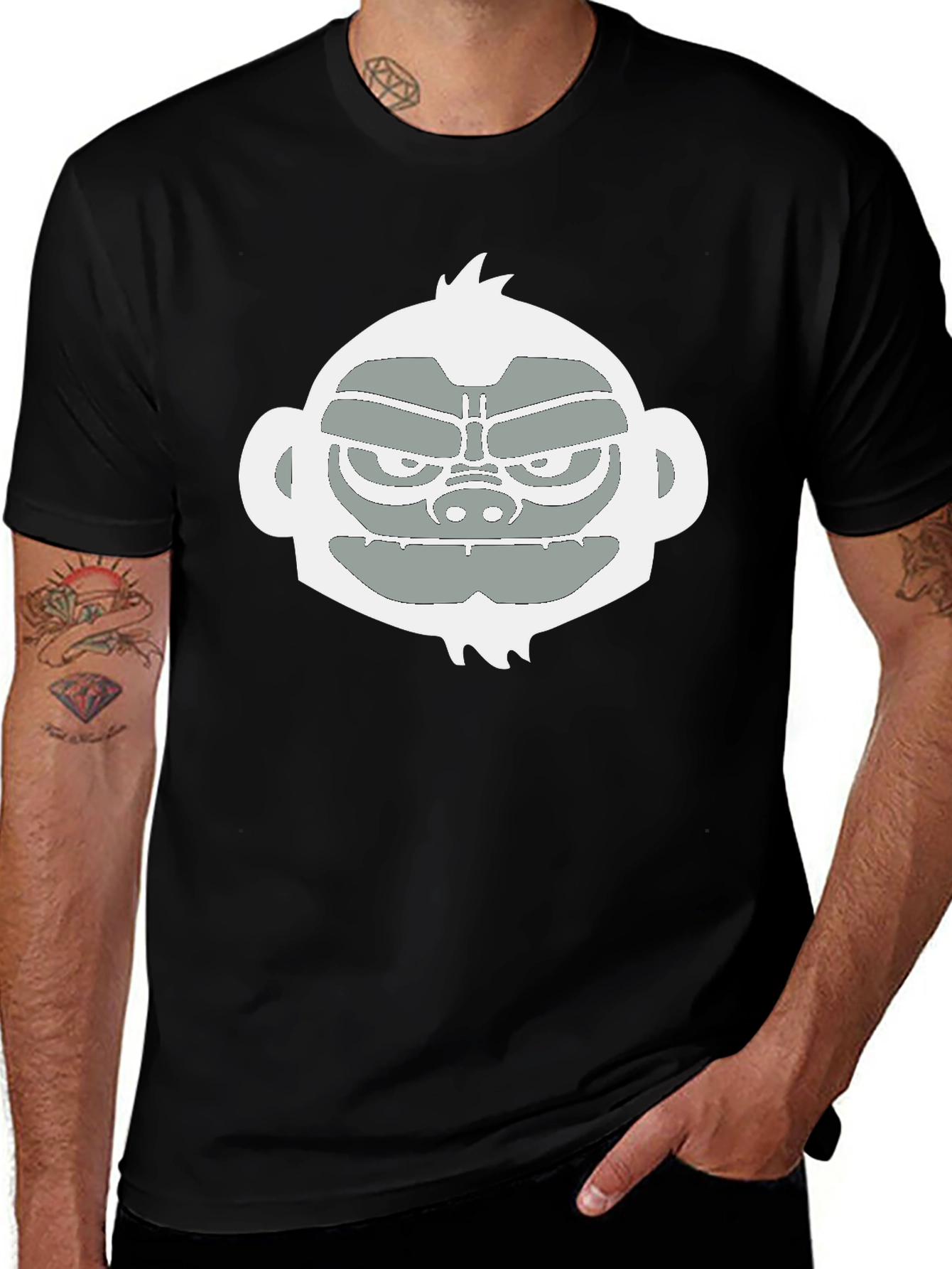 Variant 13 of Cool Monkey Graphic Tee - Black Casual T-Shirt
