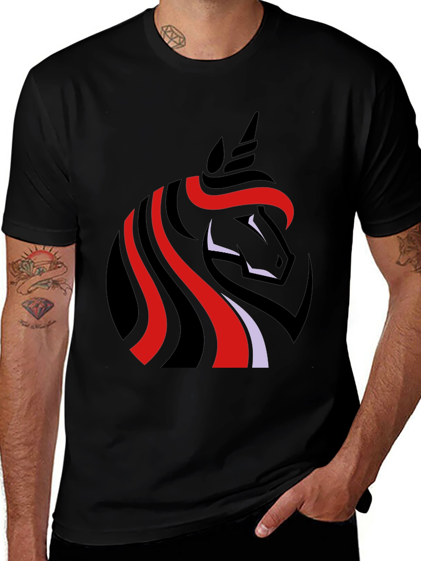 Variant 2 of Unicorn Graphic Tee - Black Cotton T-Shirt