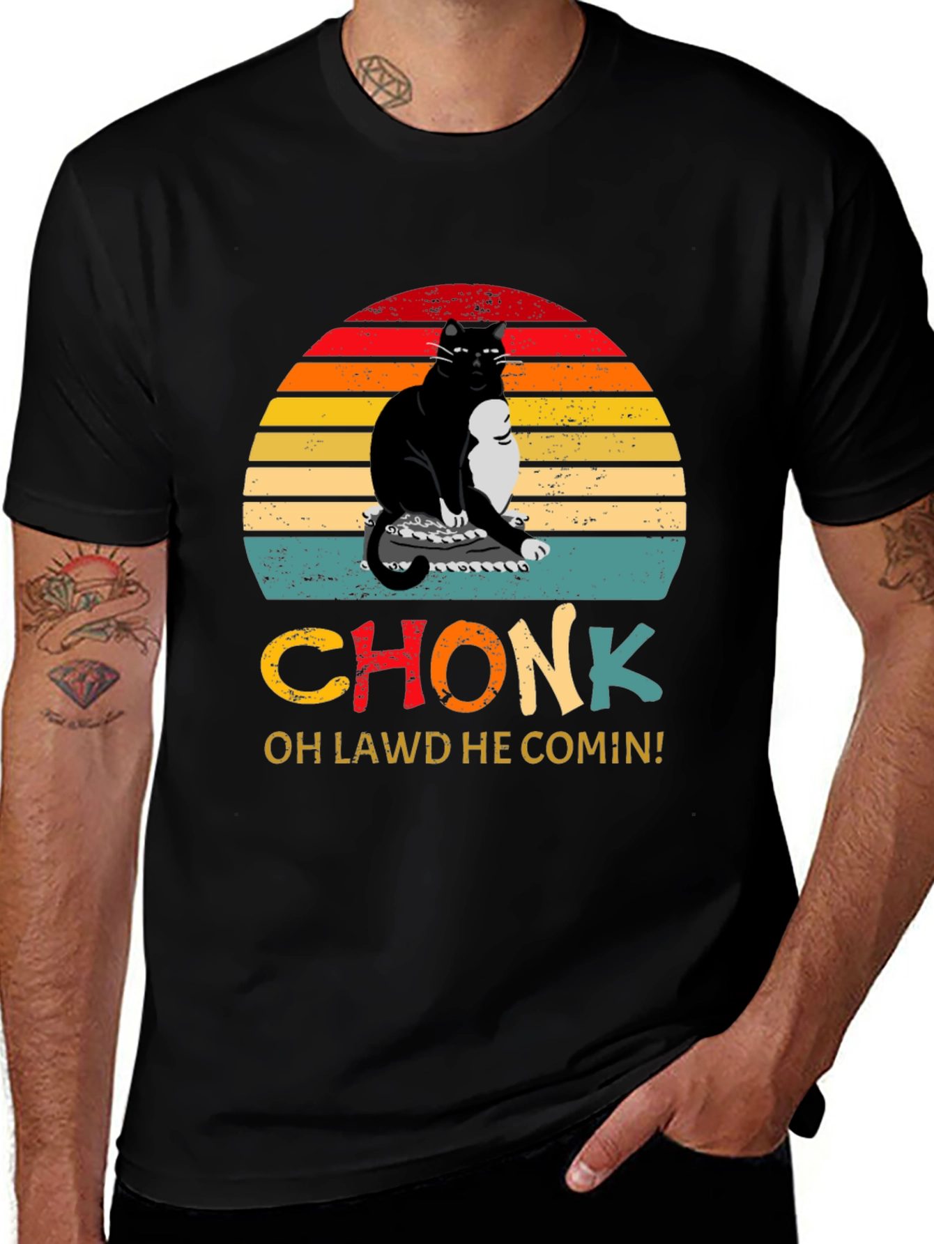 Variant 23 of Chonk Cat T-Shirt - Oh Lawd He Comin!