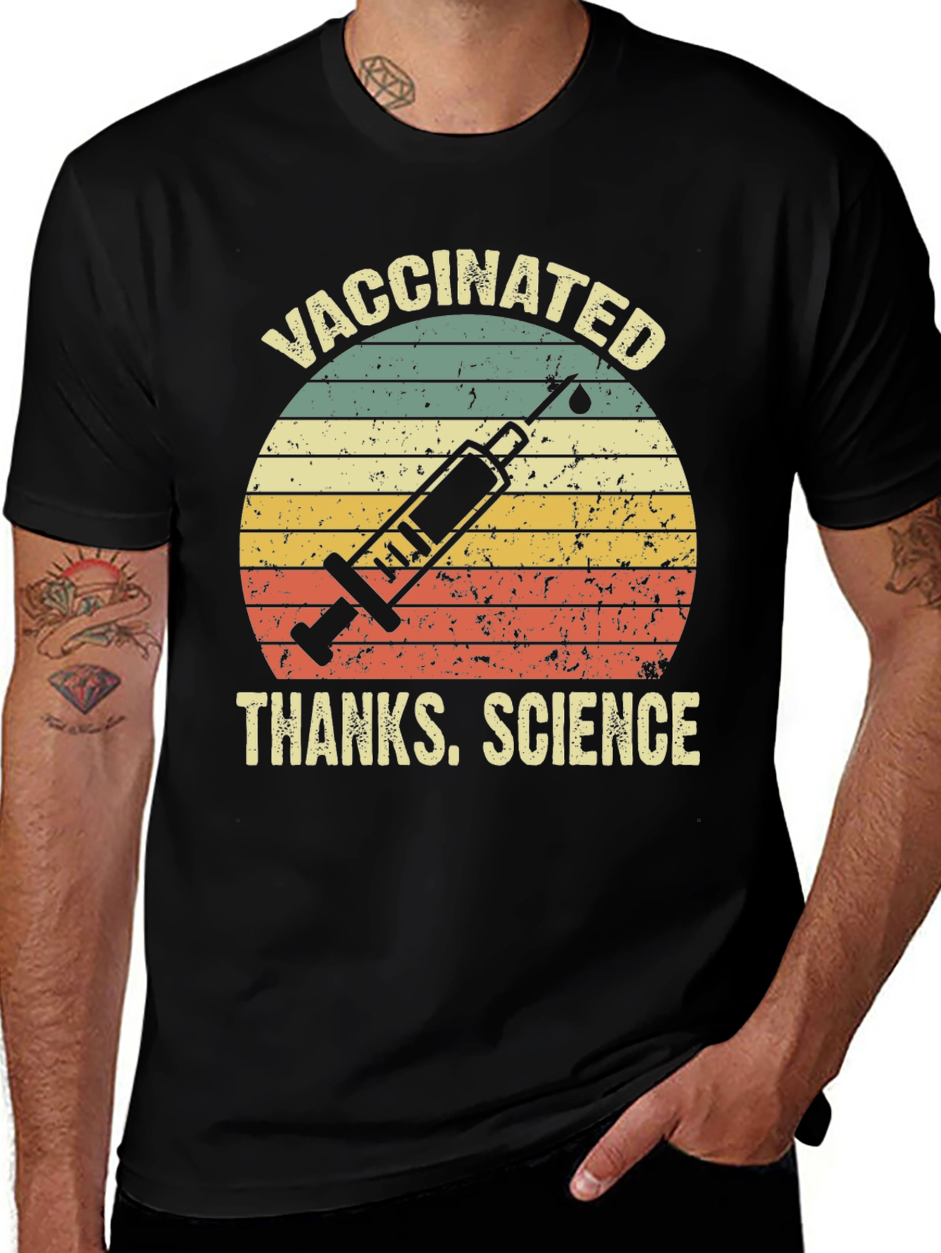 Variant 9 of Vaccinated Thanks Science Retro T-Shirt