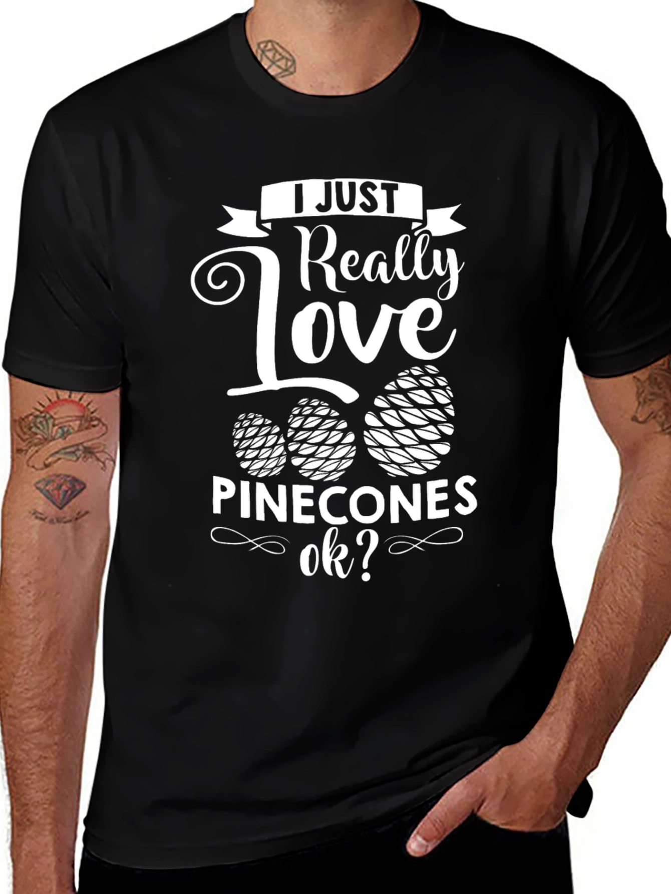 Black I Love Pinecones Graphic T-Shirt main image