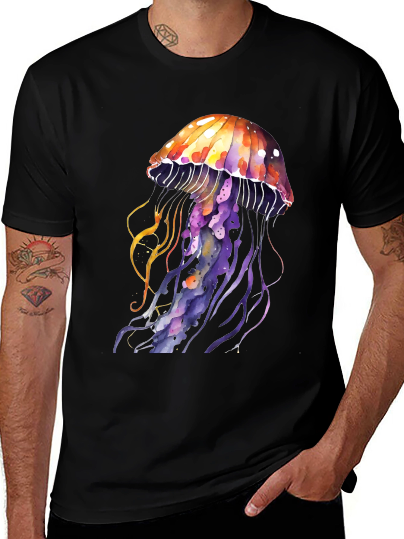 Variant 19 of Jellyfish Graphic Tee - Watercolor Sea Life Design