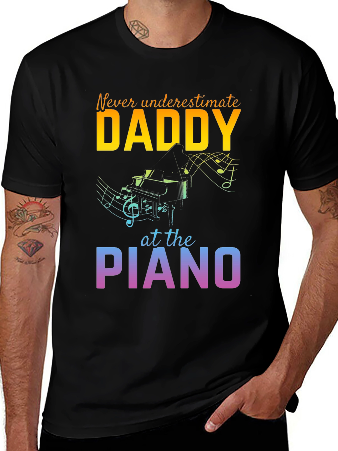 Variant 26 of Never Underestimate Daddy Piano T-Shirt