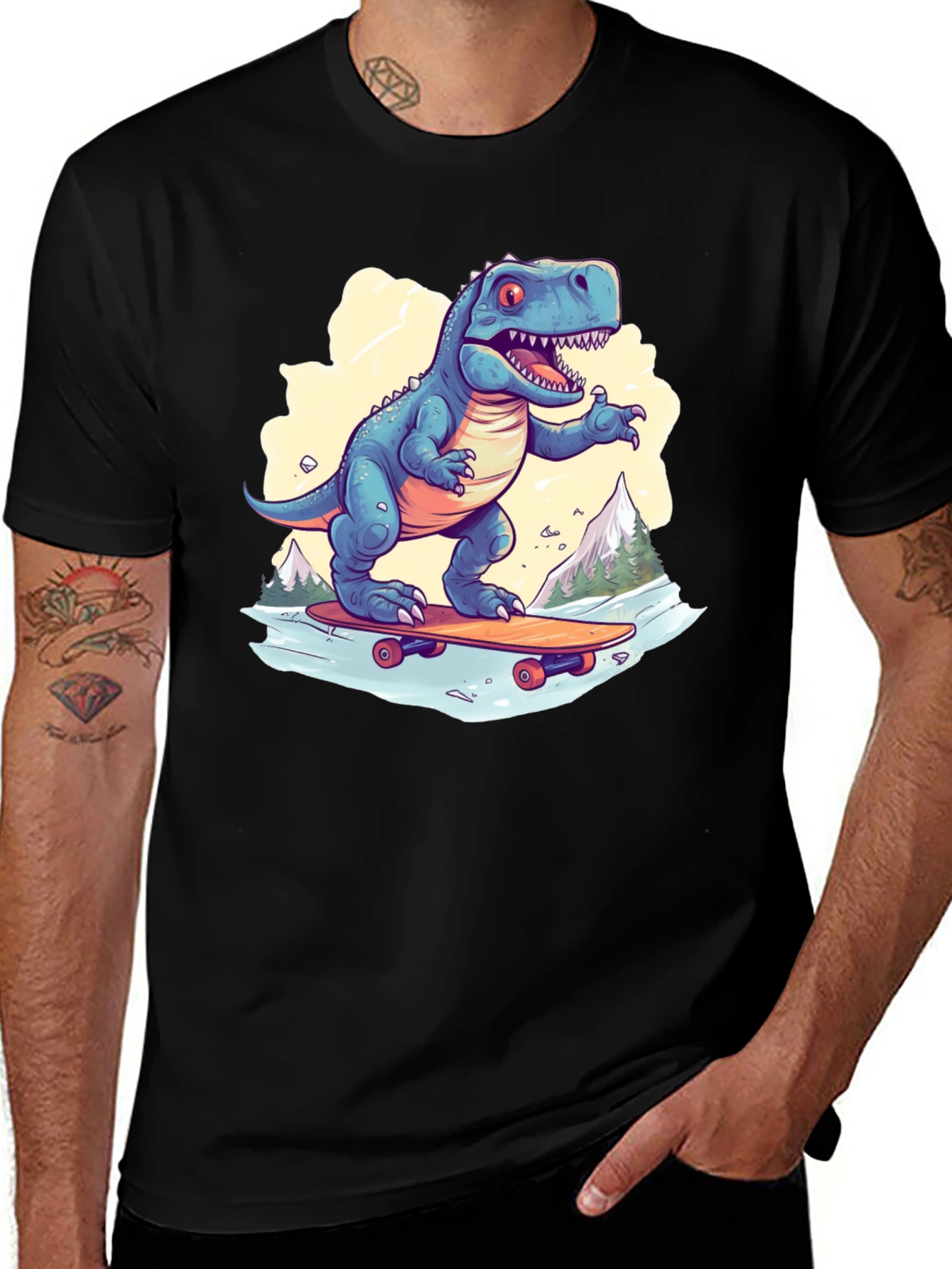 Variant 30 of Skateboarding Dinosaur Graphic Tee