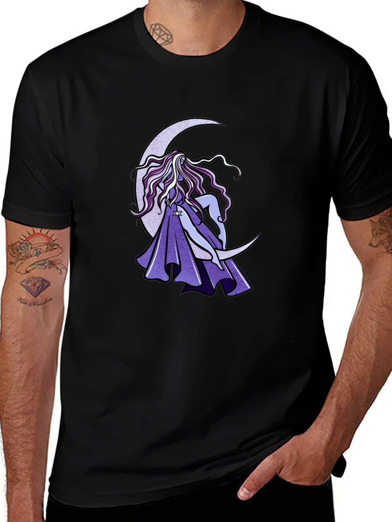 Variant 11 of Moon Goddess Graphic Black T-Shirt