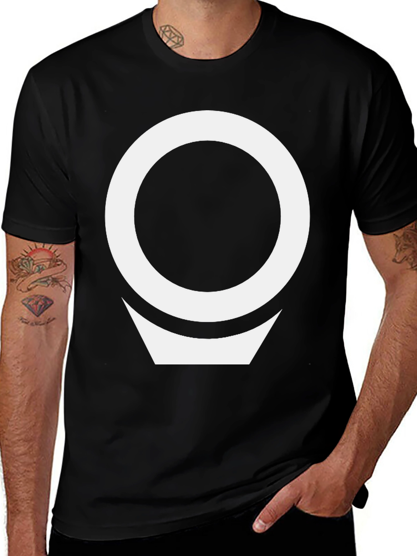 Variant 12 of Geometric White Logo Black T-Shirt