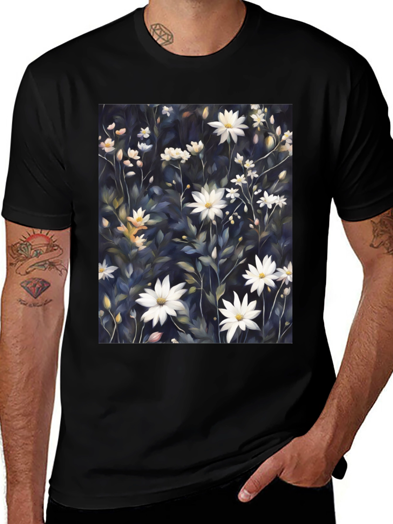 Variant 5 of Floral Print T-Shirt - Elegant Botanical Design