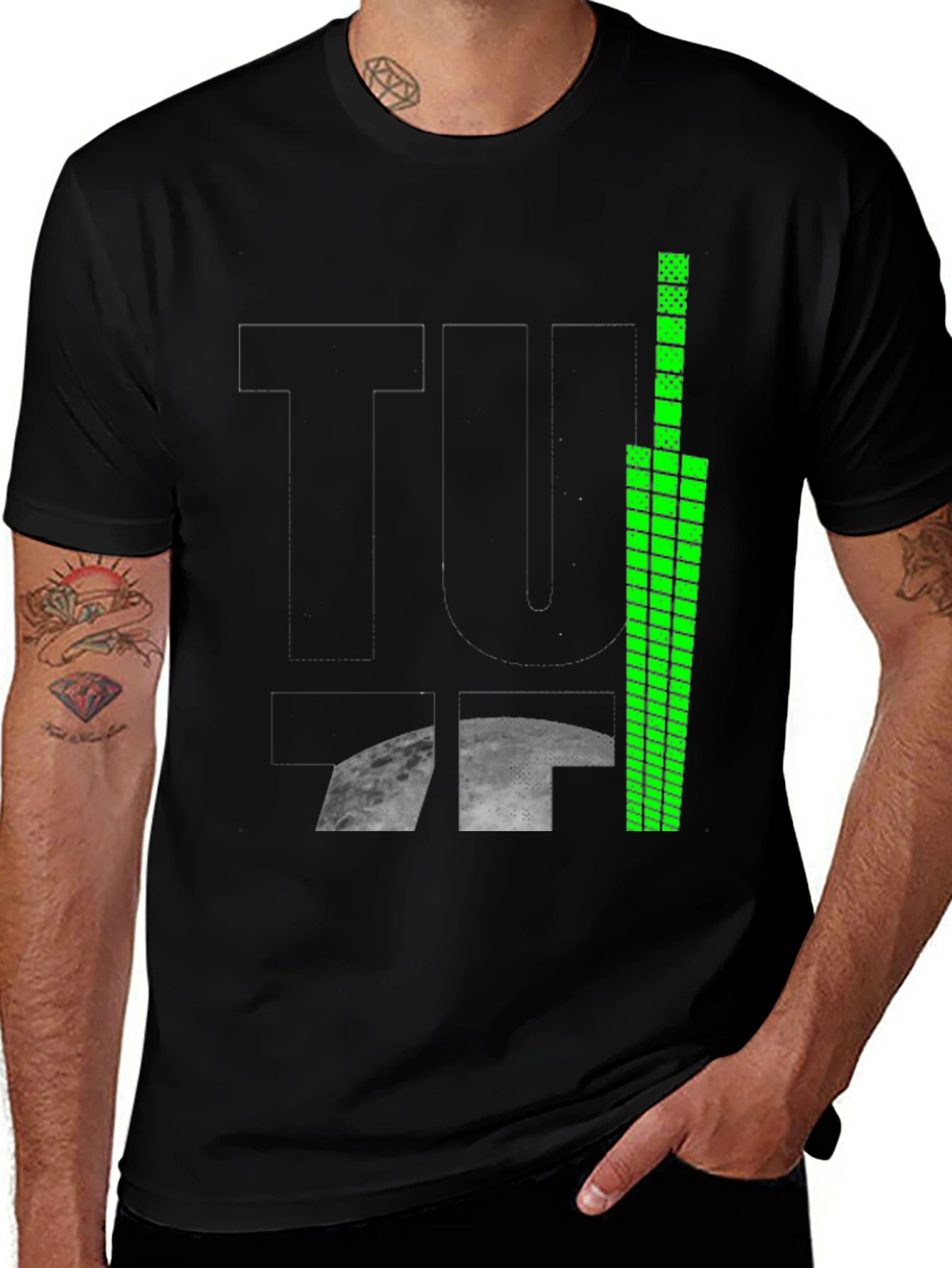 Tuff Moon Graphic Tee - Black Cotton Blend