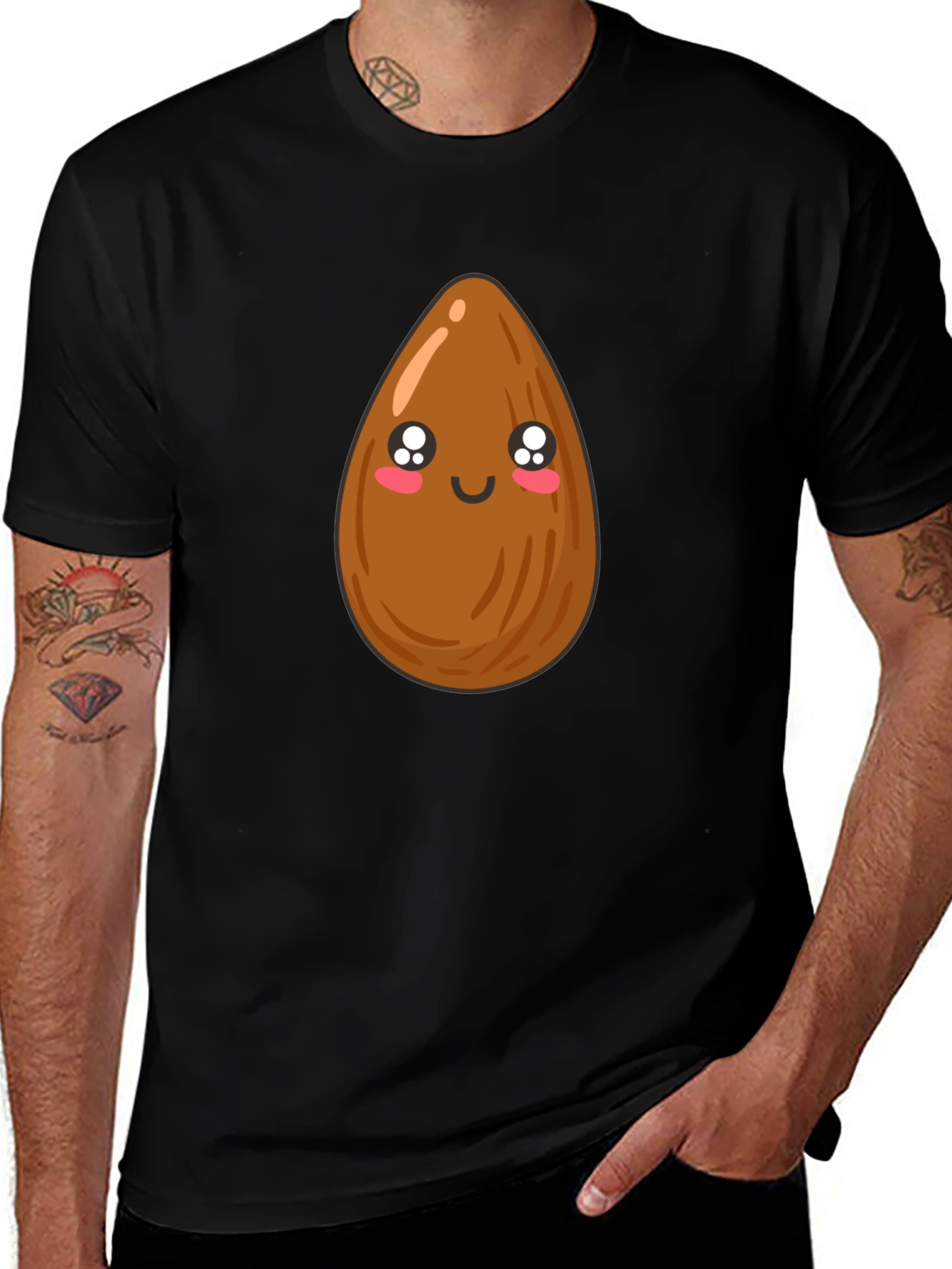 Variant 13 of Cute Almond Graphic Tee - Unisex Black T-Shirt