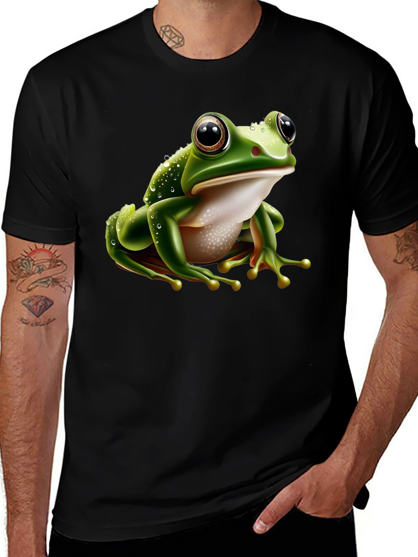 Variant 6 of Frog Graphic T-Shirt - Black Cotton Blend