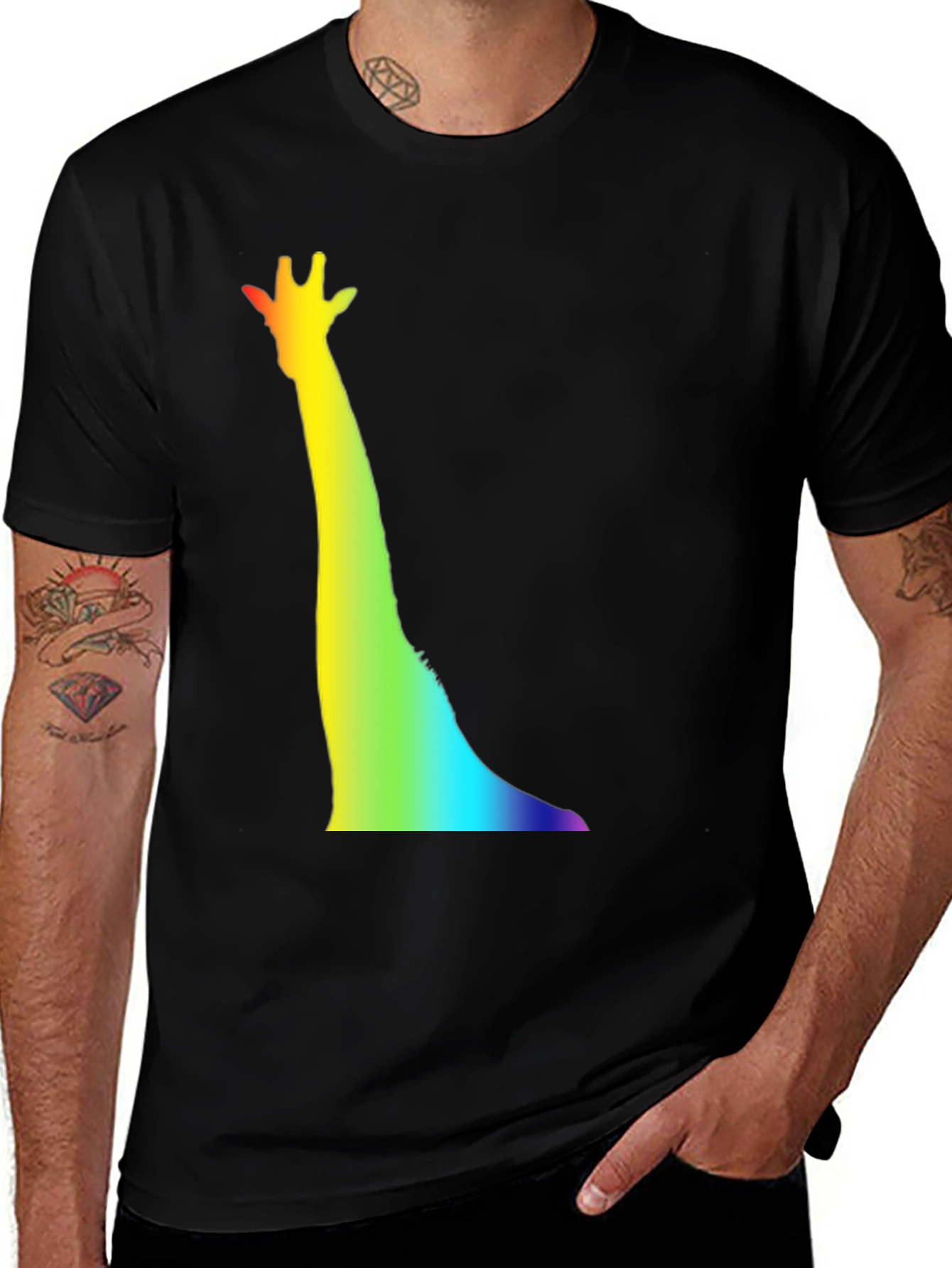 Variant 21 of Rainbow Giraffe T-Shirt - Quirky Animal Tee