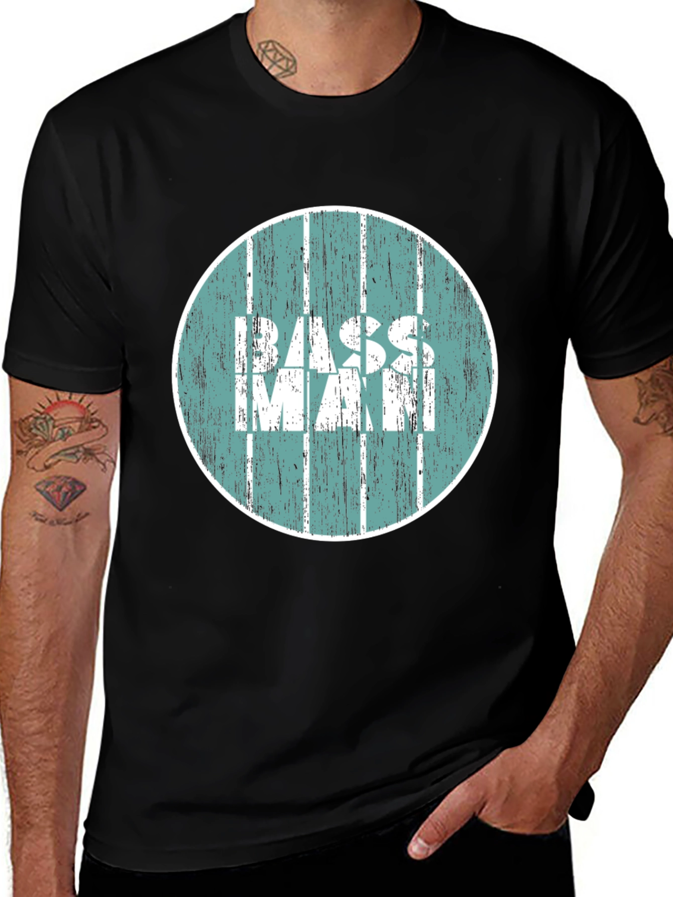 Variant 26 of Bass Man Graphic Tee - Retro Style