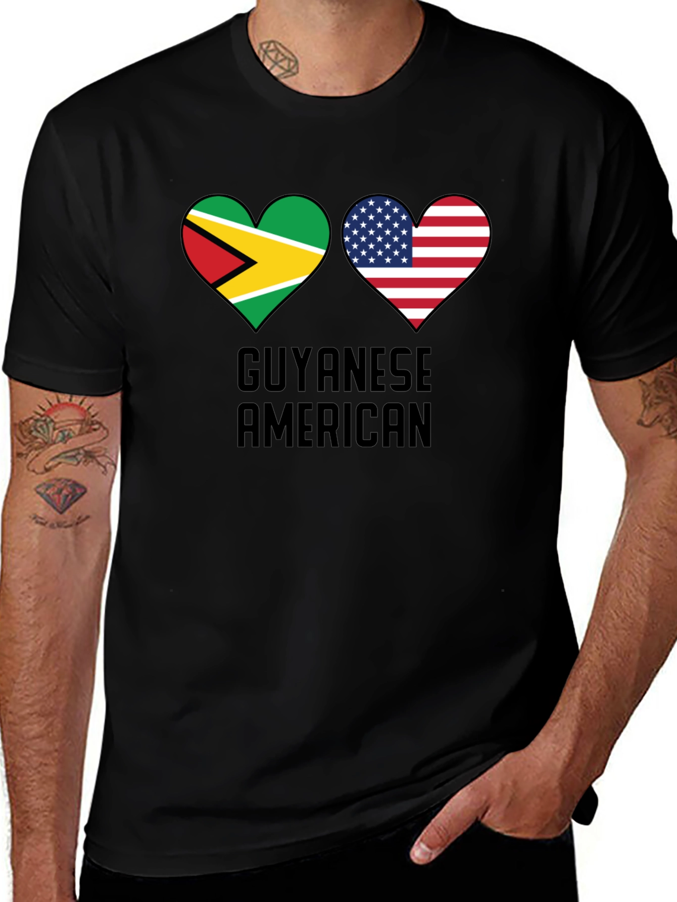 Guyanese American Flag Heart T-Shirt