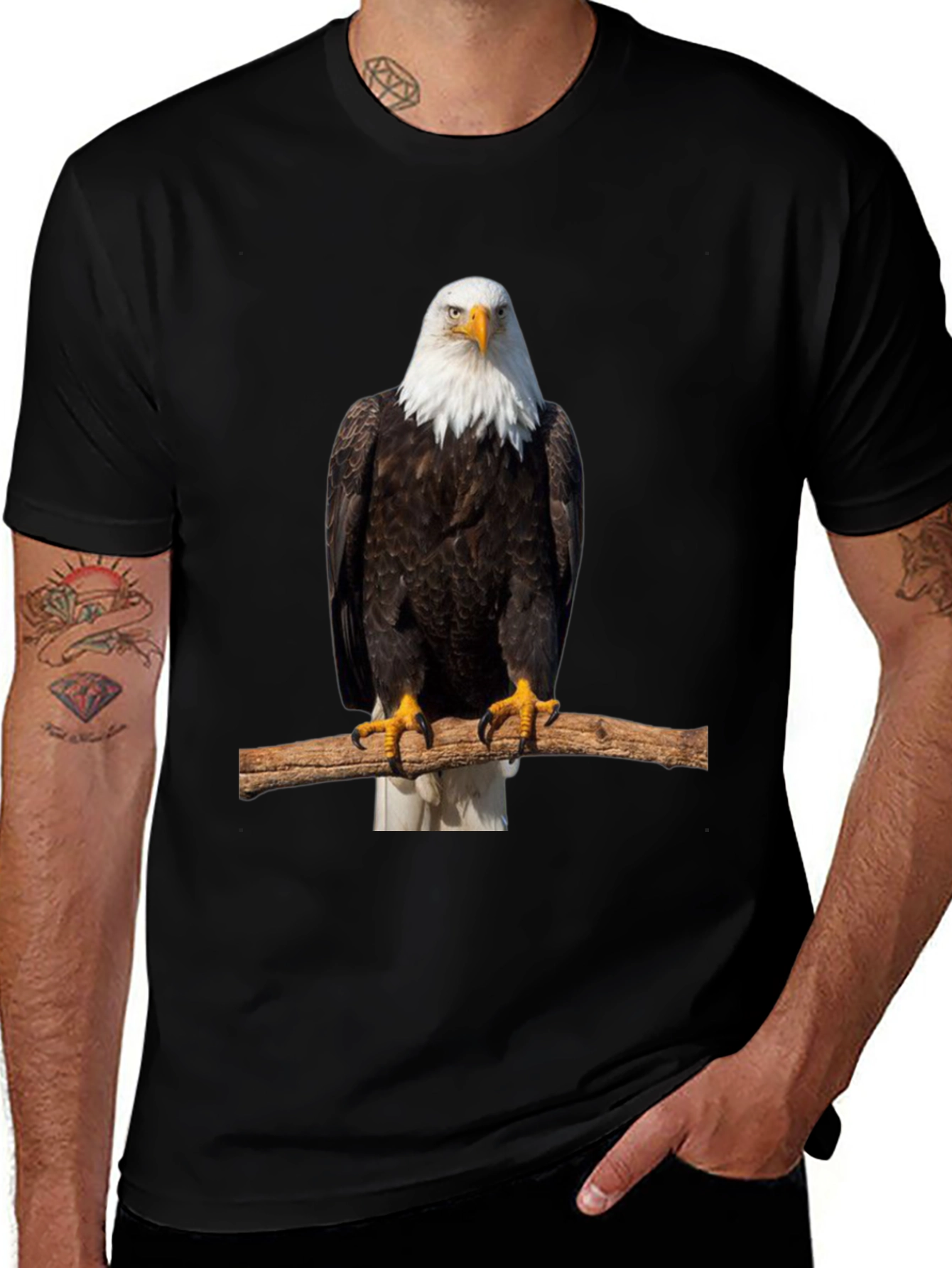 Variant 7 of Eagle Print Black T-Shirt