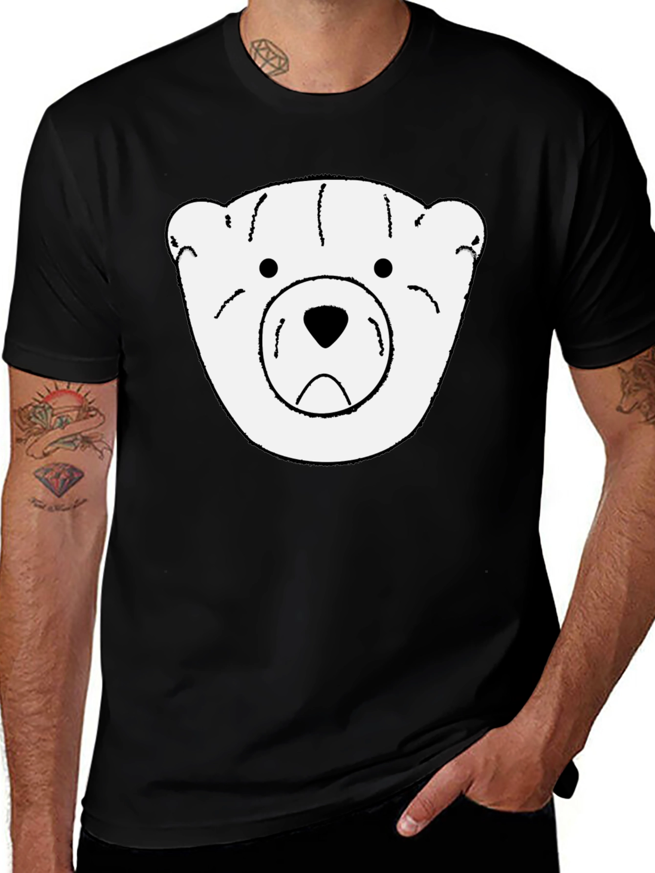 Variant 18 of Bear Graphic Black T-Shirt - Soft & Stylish