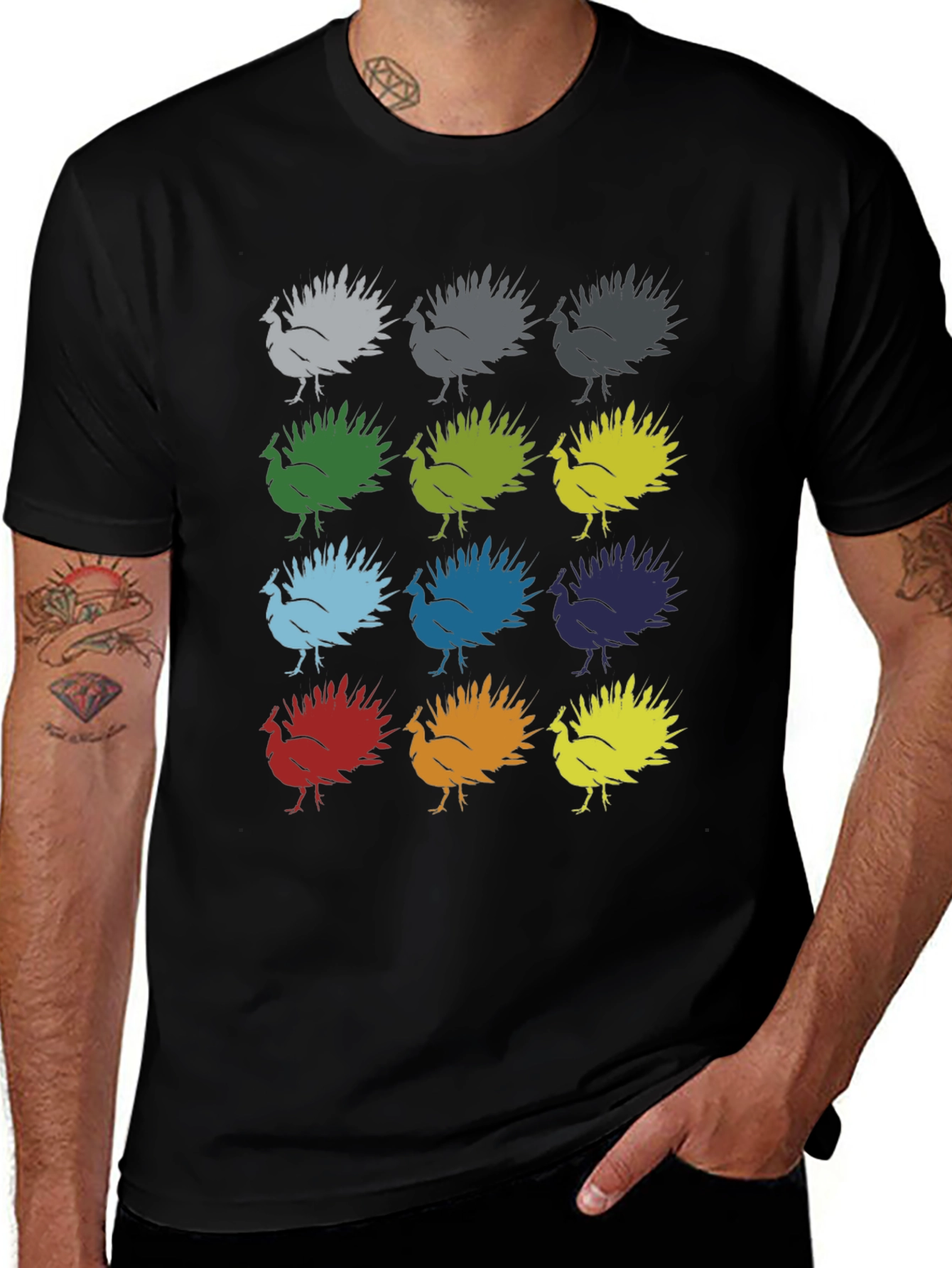 Variant 28 of Colorful Turkey Graphic Tee - Thanksgiving Fun!
