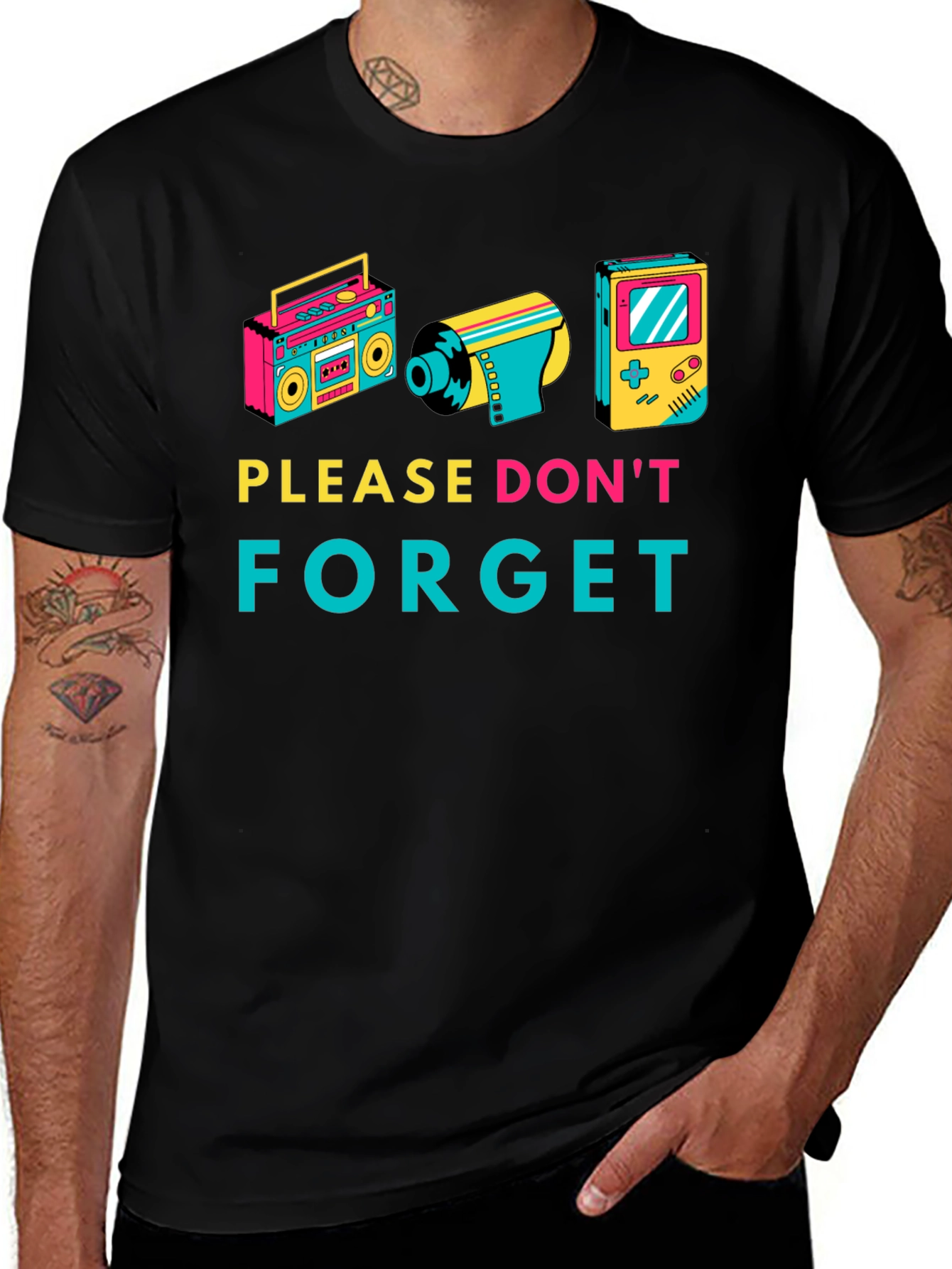 Retro 'Please Don't Forget' Black Graphic Tee