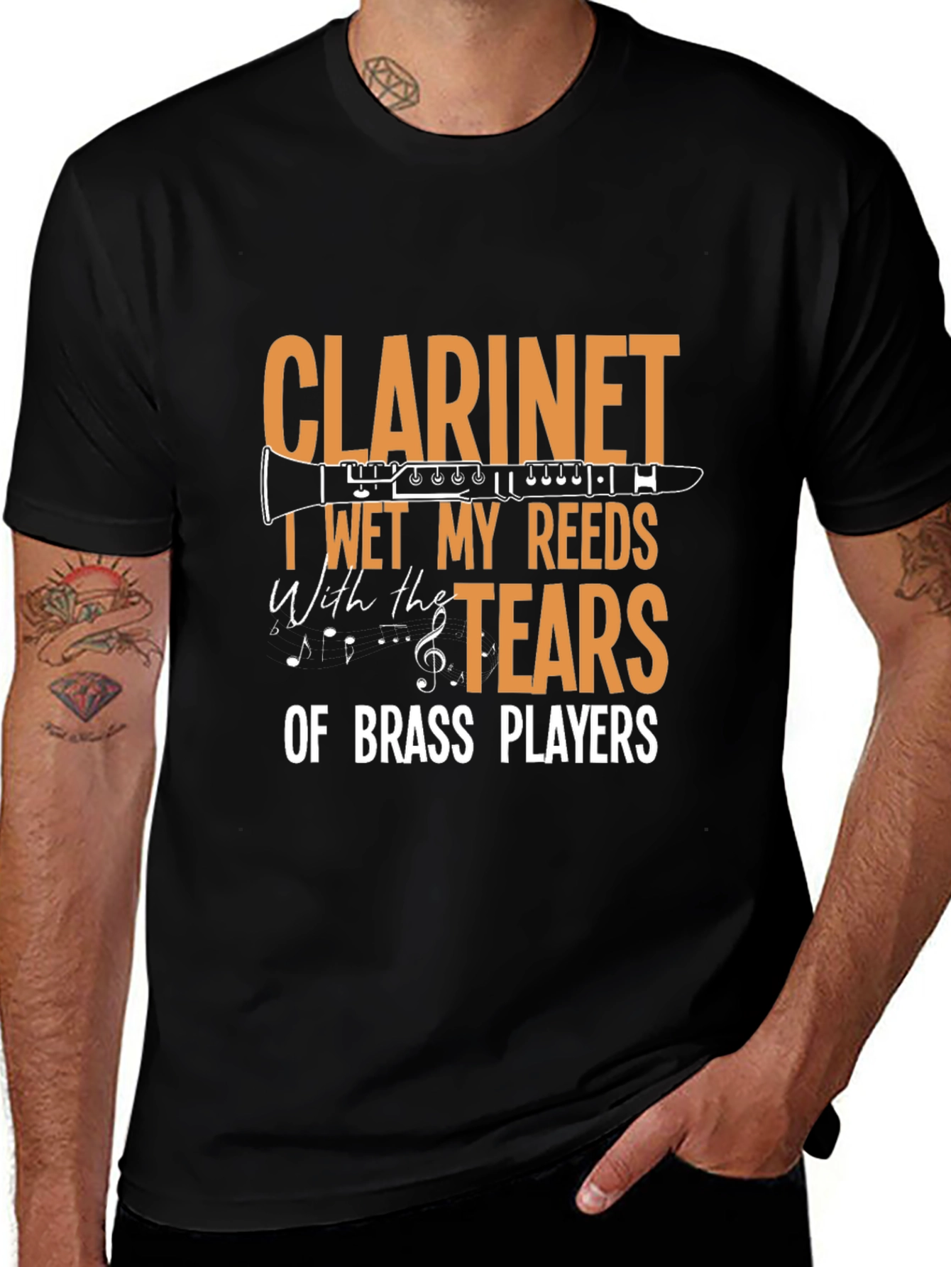 Variant 30 of Clarinet Tears of Brass Players Funny Musician T-Shirt