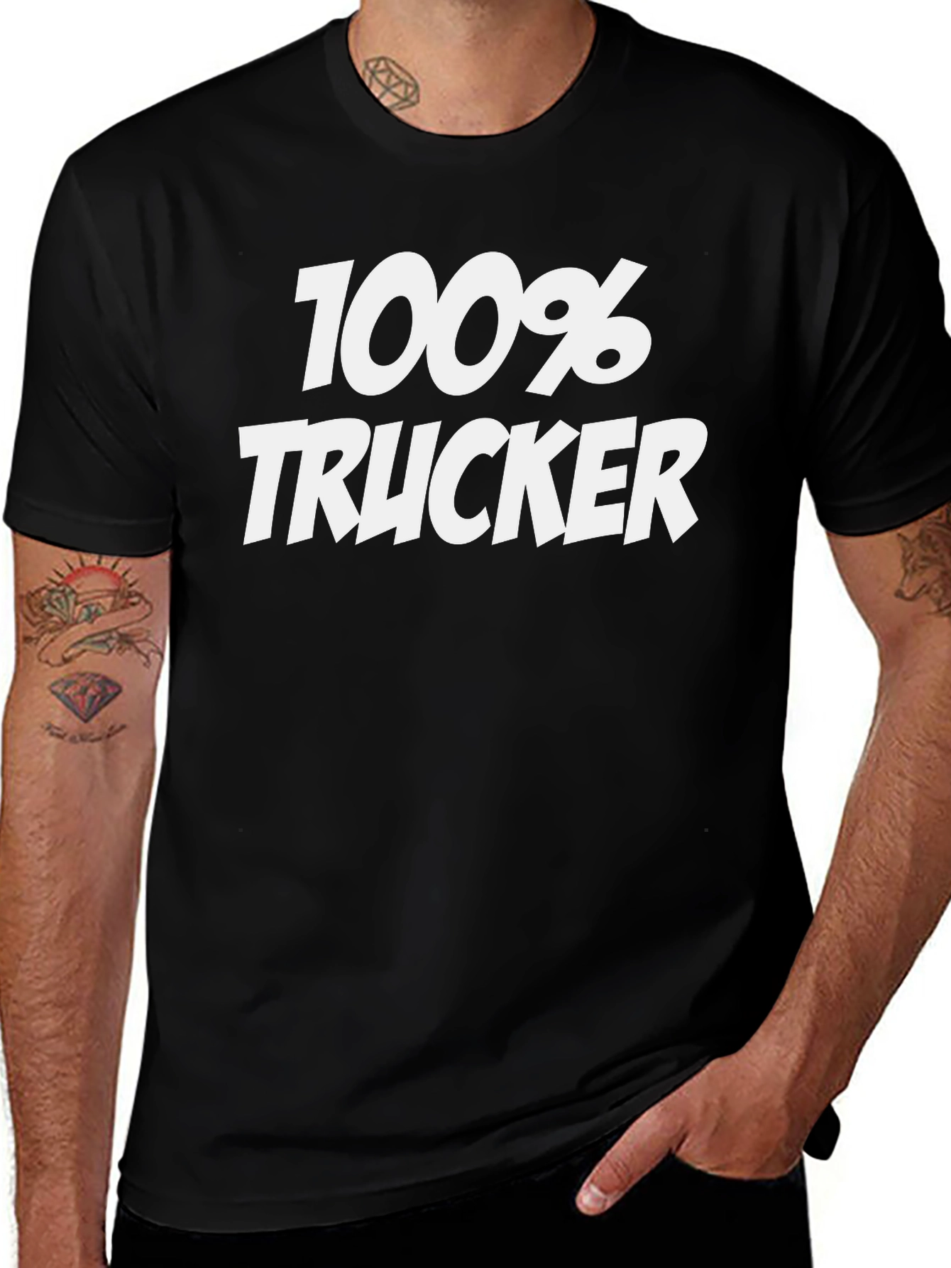 Variant 25 of 100% Trucker Graphic Tee - Black