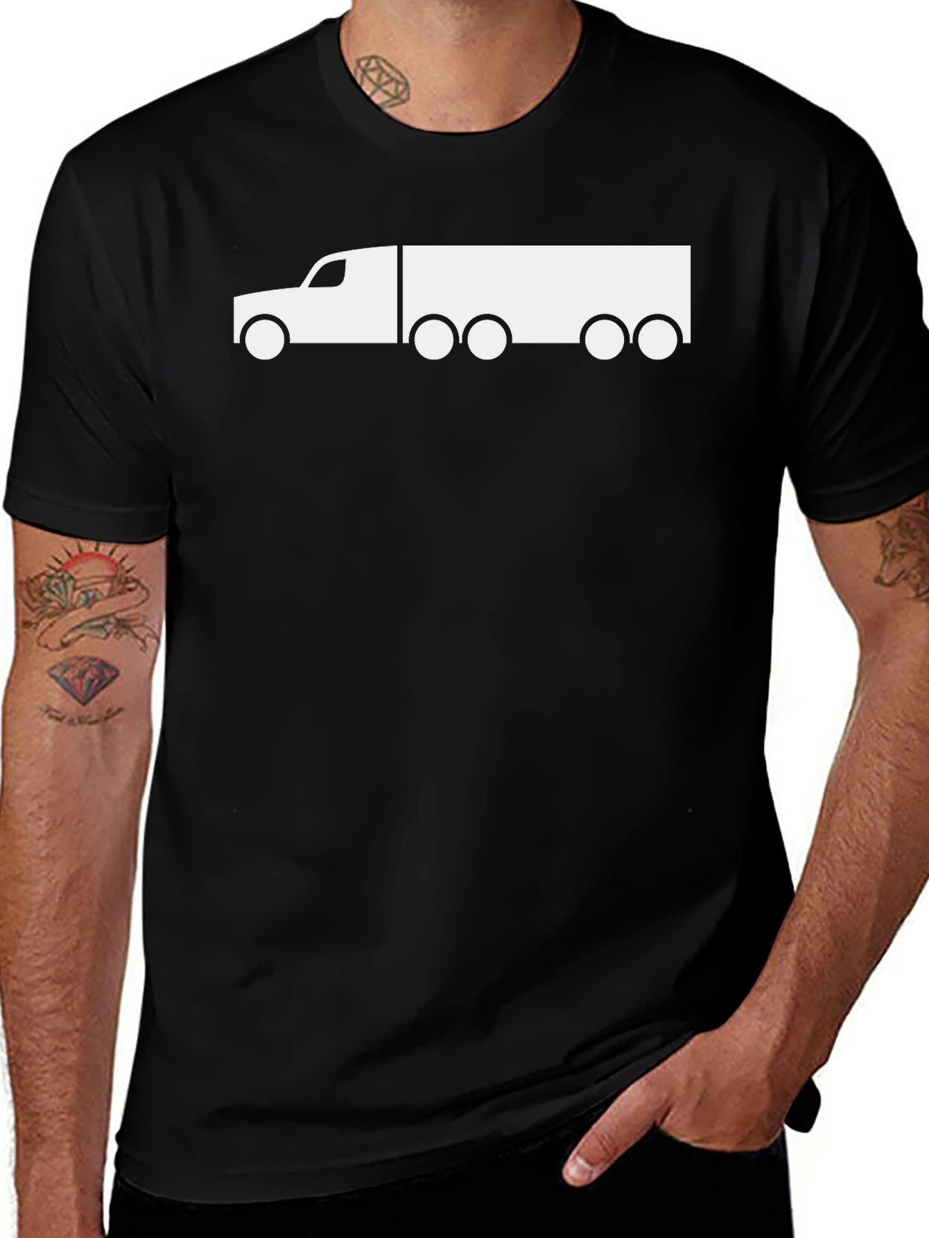 Variant 29 of Truck Graphic Tee - Black Cotton Blend T-Shirt