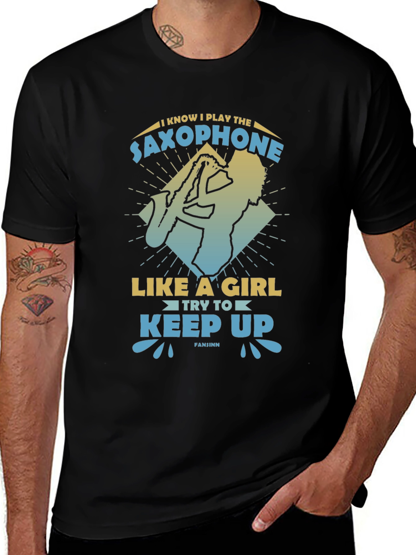 Variant 2 of Saxophone Player Graphic Tee - 'Play Like A Girl'