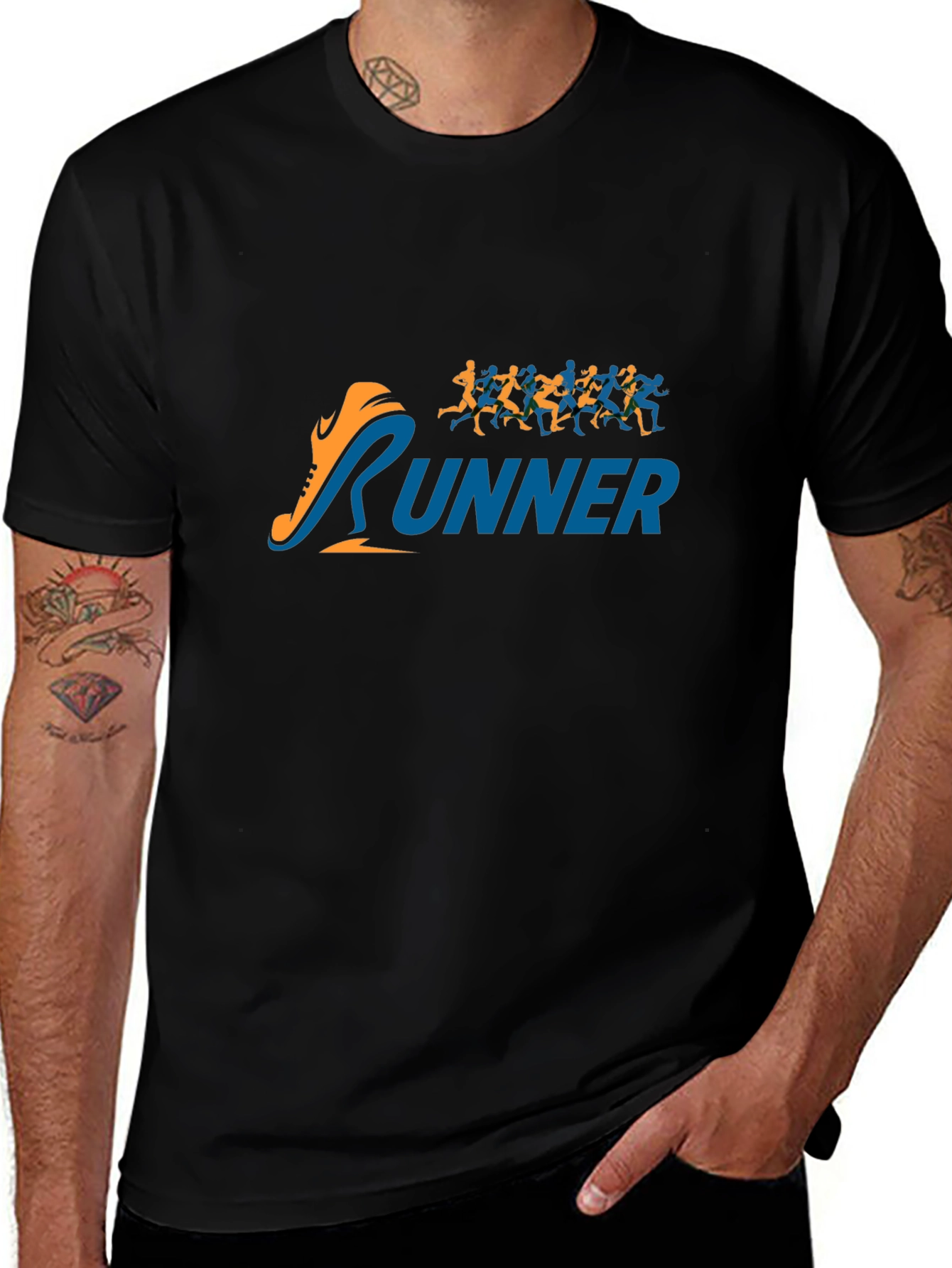 Variant 10 of Runner Graphic Tee - Men's Black T-Shirt