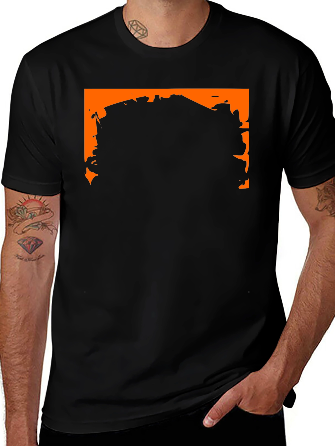 Variant 24 of Black Graphic Tee with Orange Border