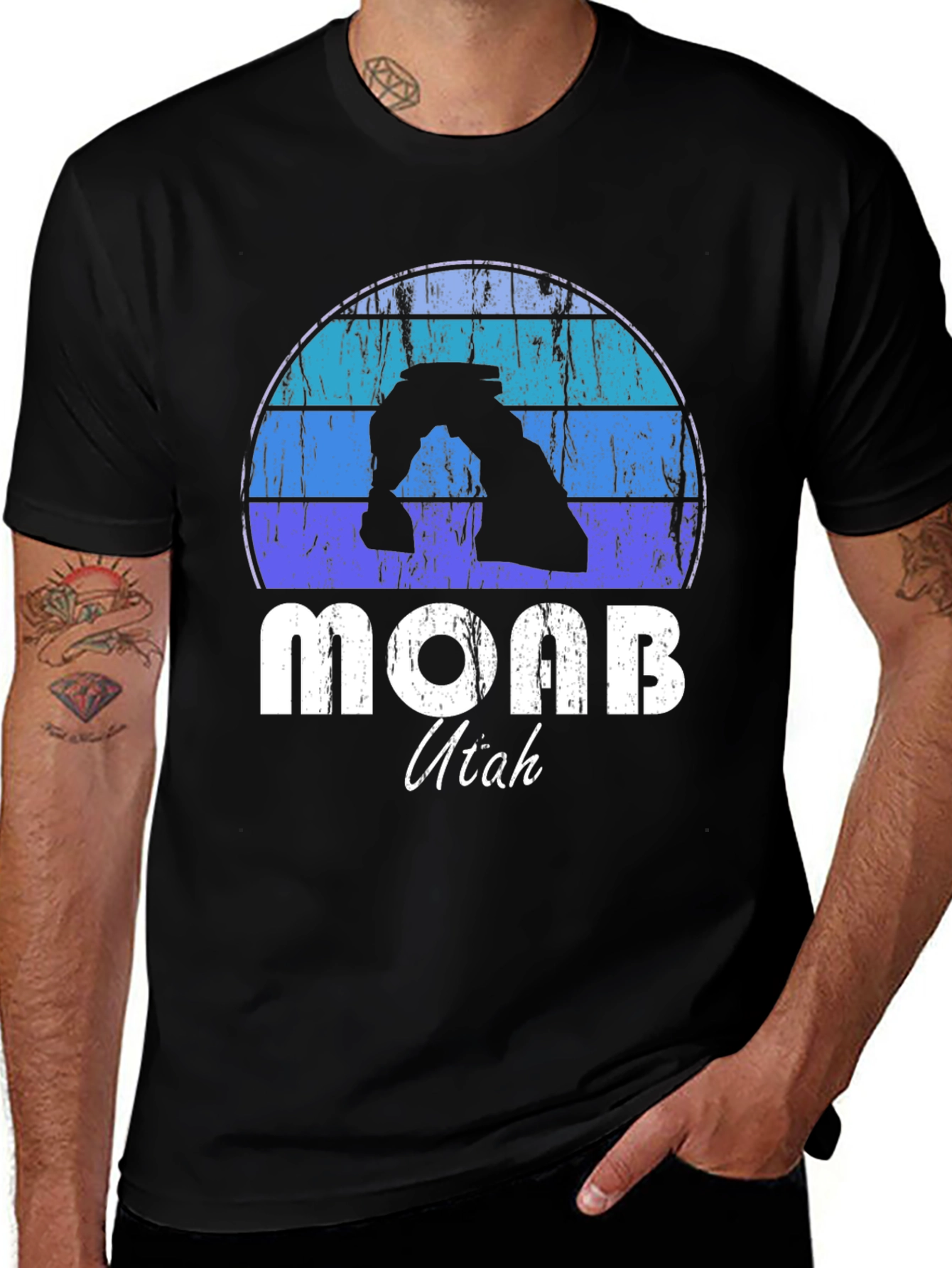 Moab Utah Retro Style Black T-Shirt