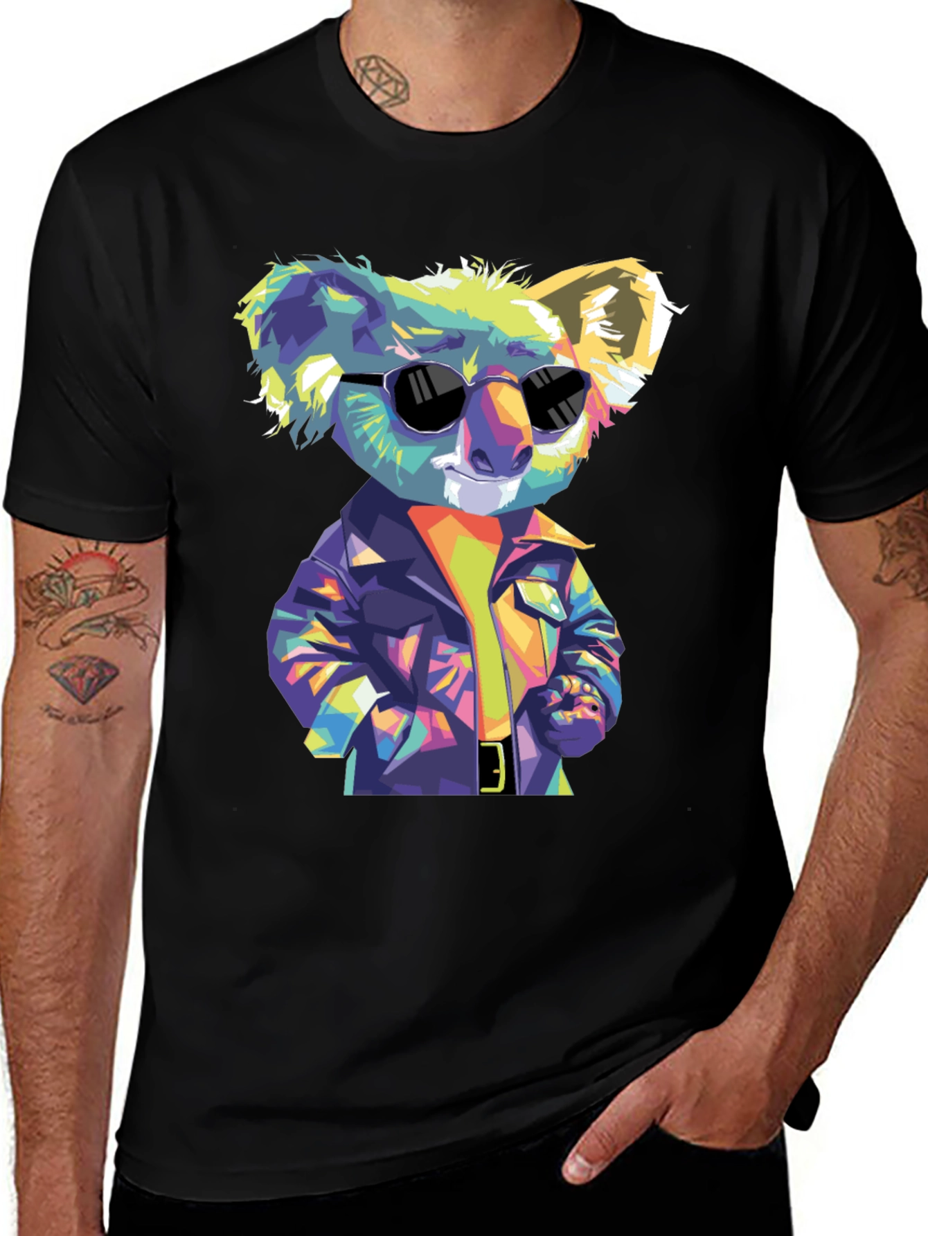 Variant 24 of Cool Koala T-Shirt - Men's Black Graphic Tee