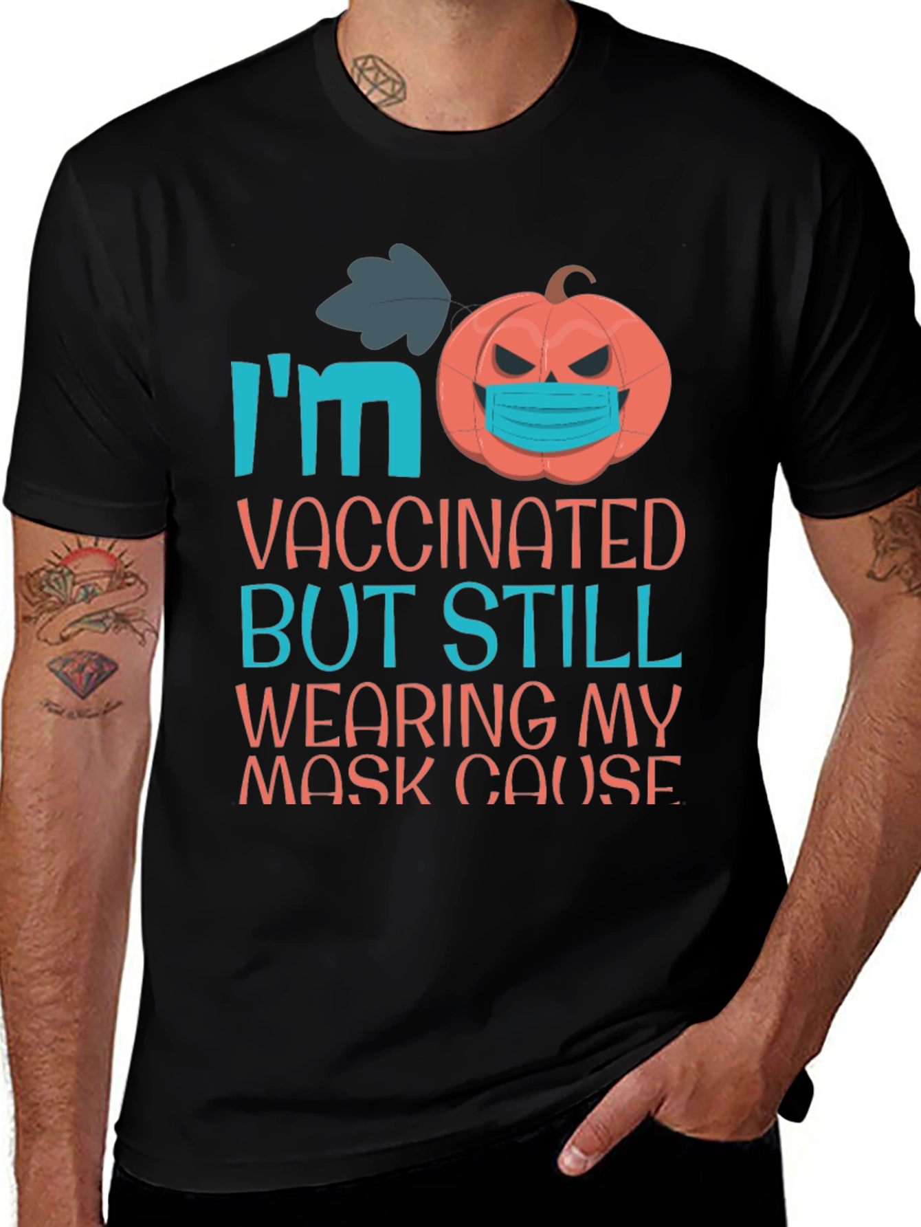 Vaccinated Masked Pumpkin Halloween T-Shirt