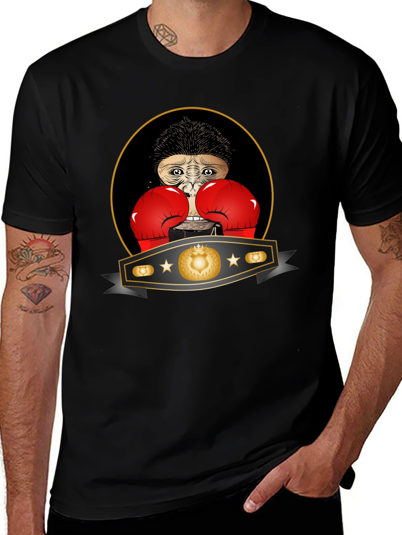 Variant 19 of Boxing Monkey T-Shirt: Champion Style, Funny Graphic Tee