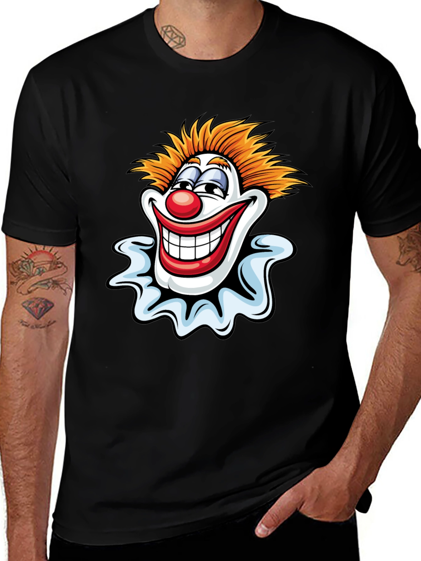 Variant 26 of Clown Graphic Tee - Men's Black T-Shirt