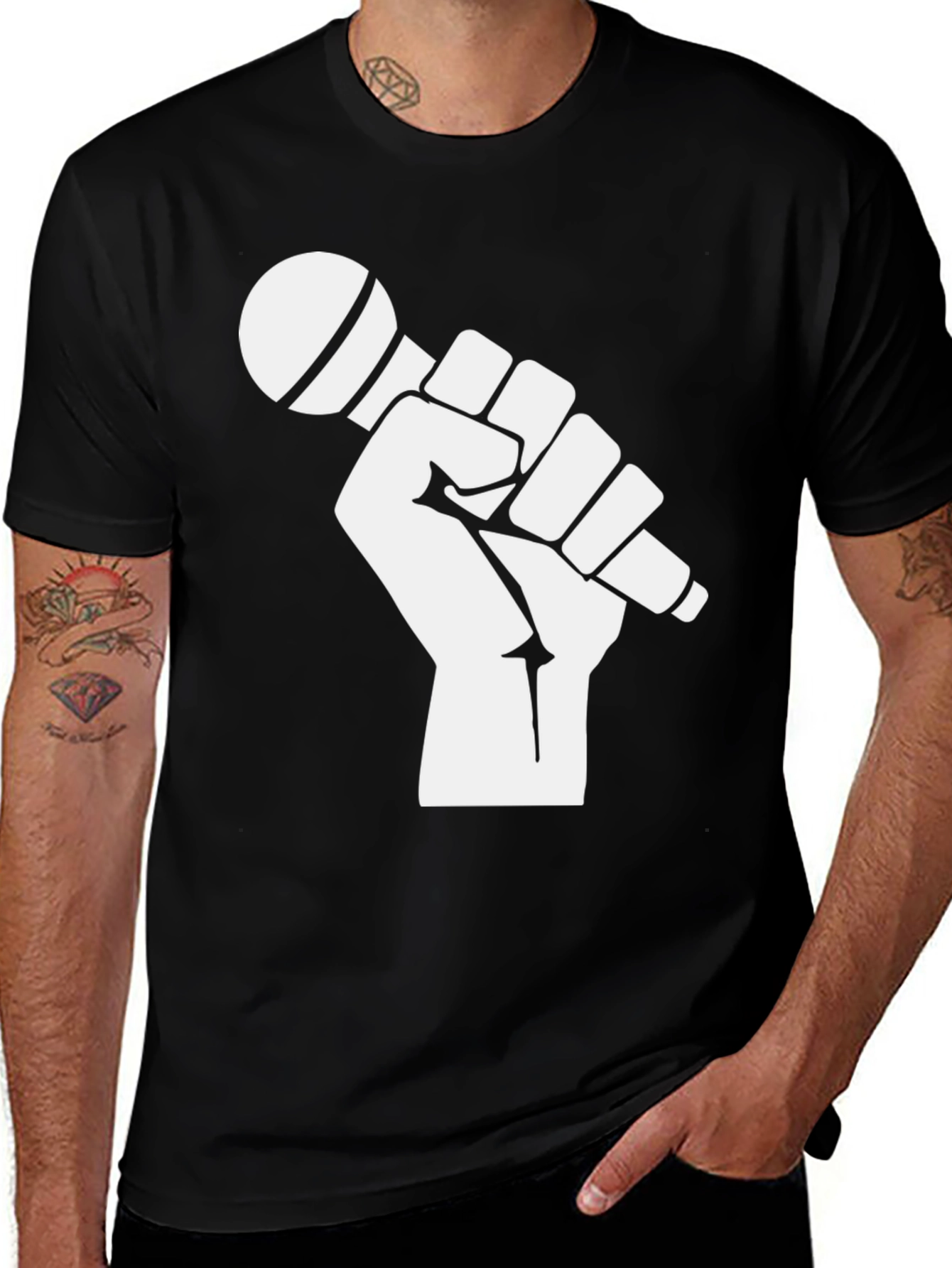 Variant 10 of Empower Your Voice: Fist Holding Mic Graphic Tee